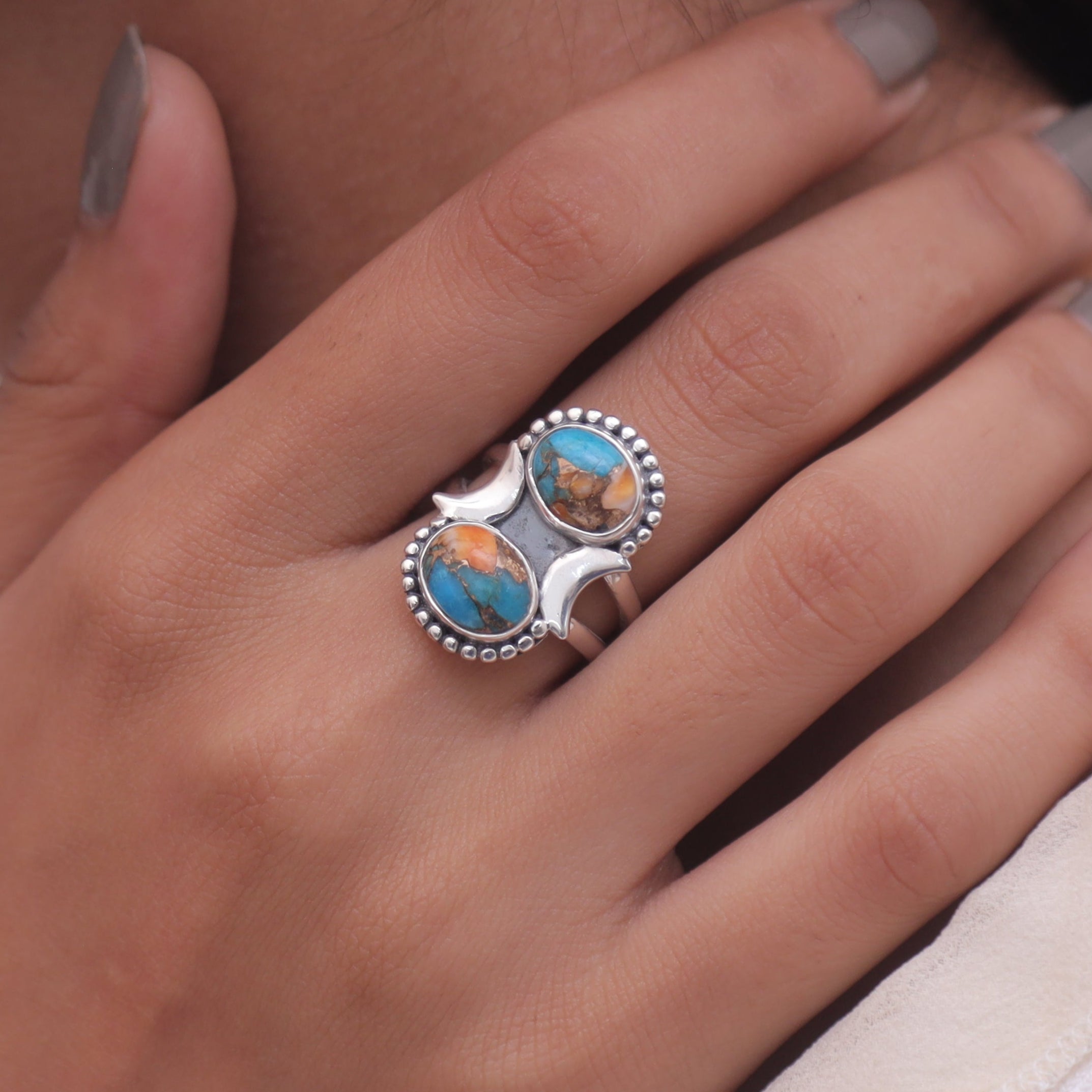 Oyster Turquoise Sterling Silver Ring