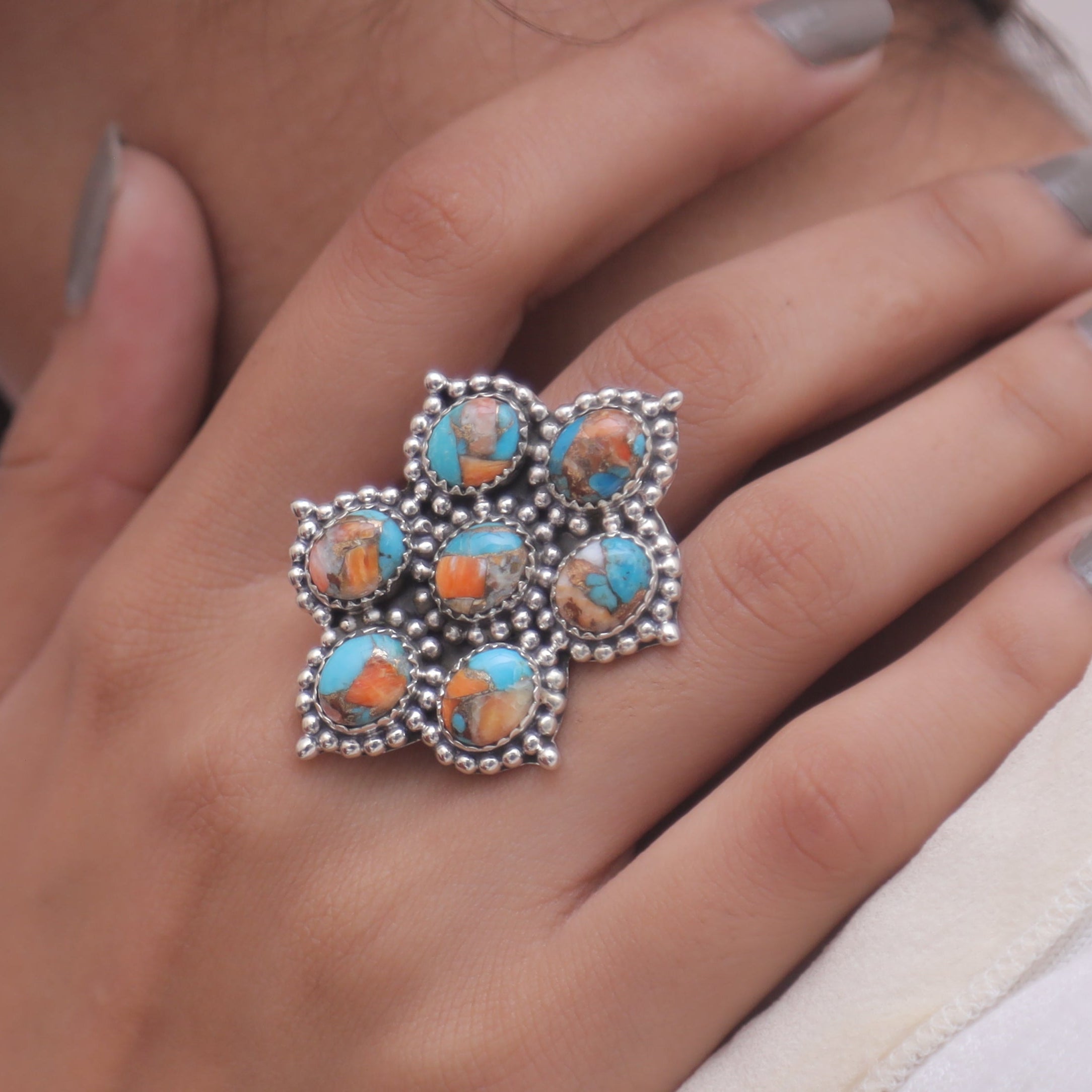 Oyster Turquoise Sterling Silver Ring