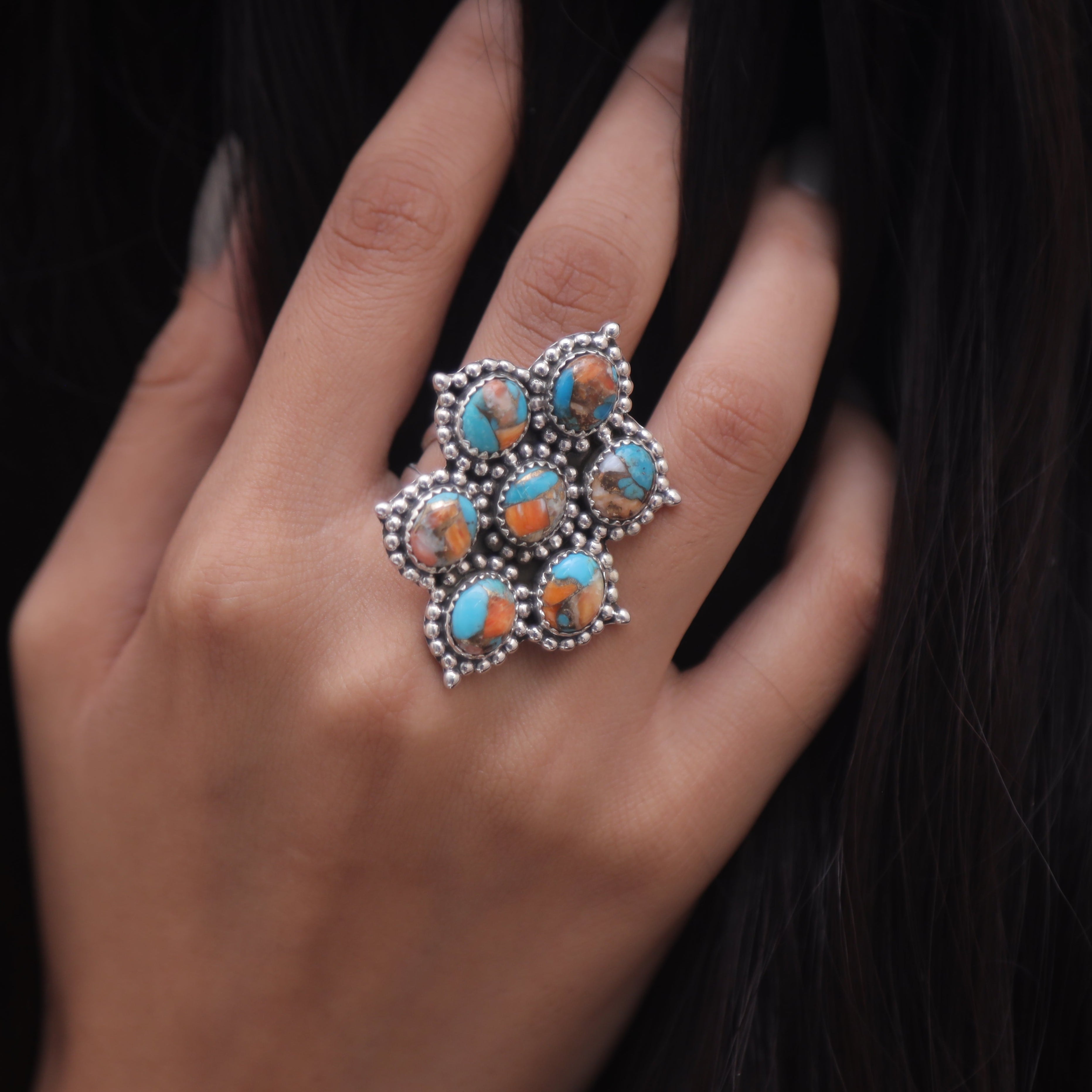Oyster Turquoise Sterling Silver Ring