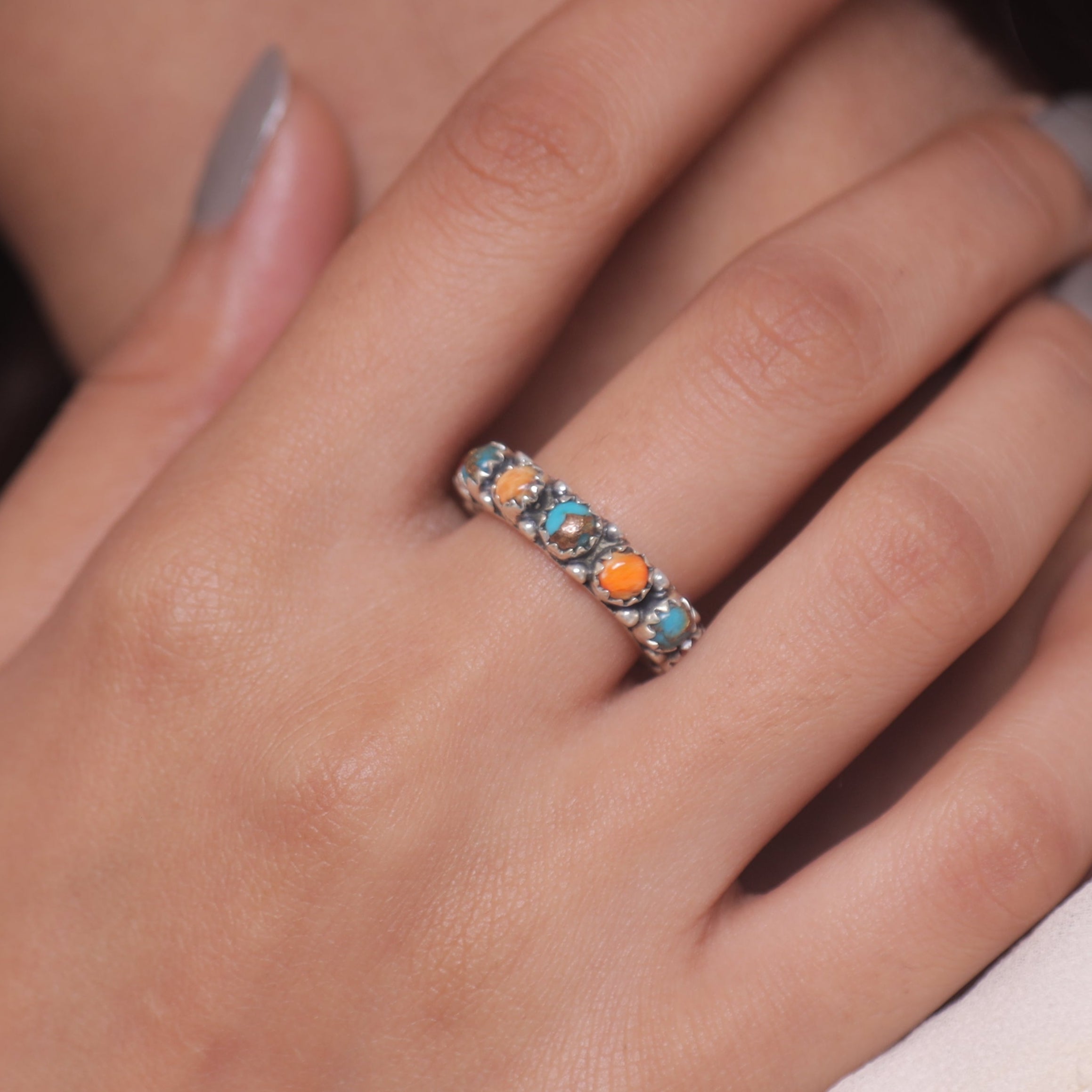 Oyster Turquoise Sterling Silver Ring