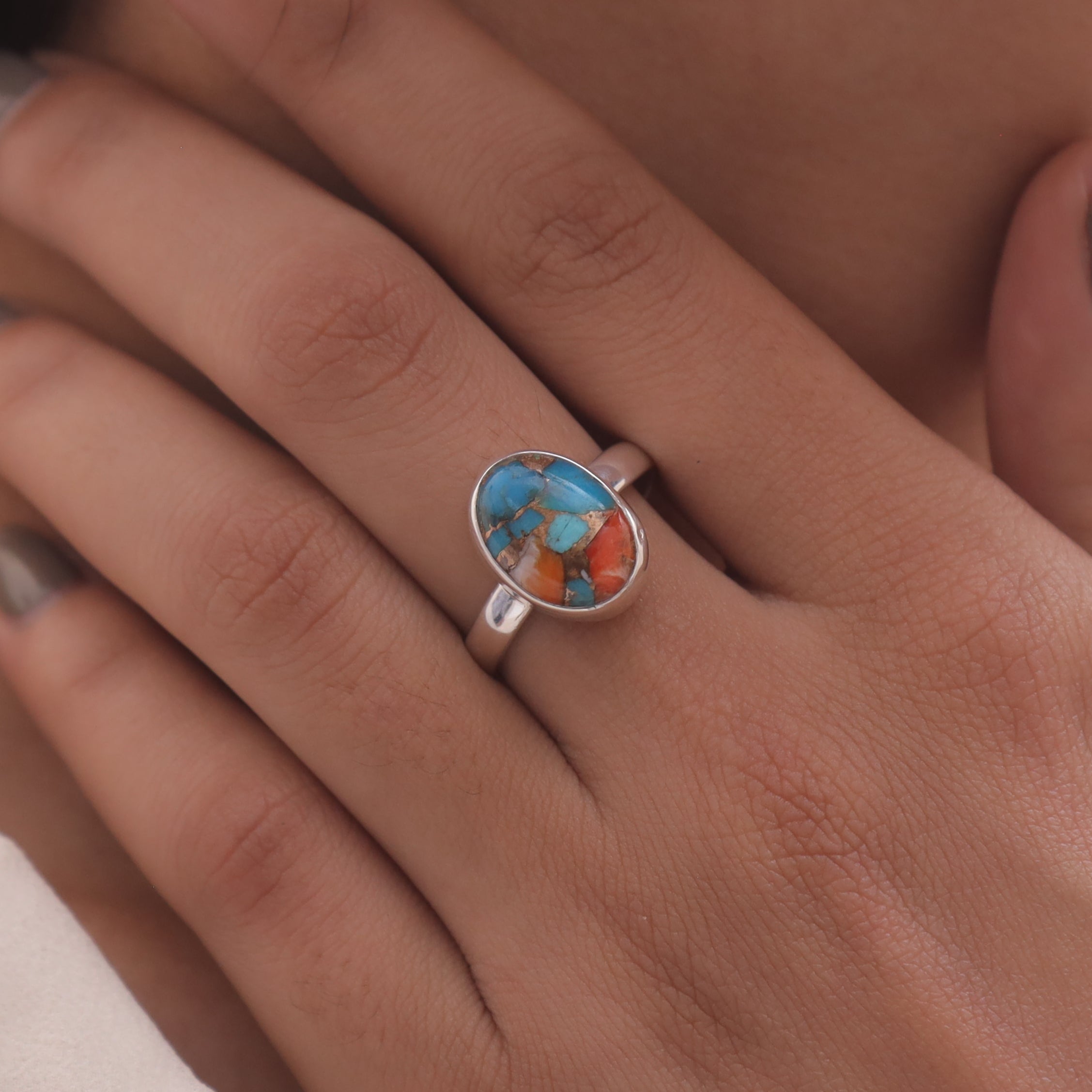 Oyster Turquoise Sterling Silver Ring