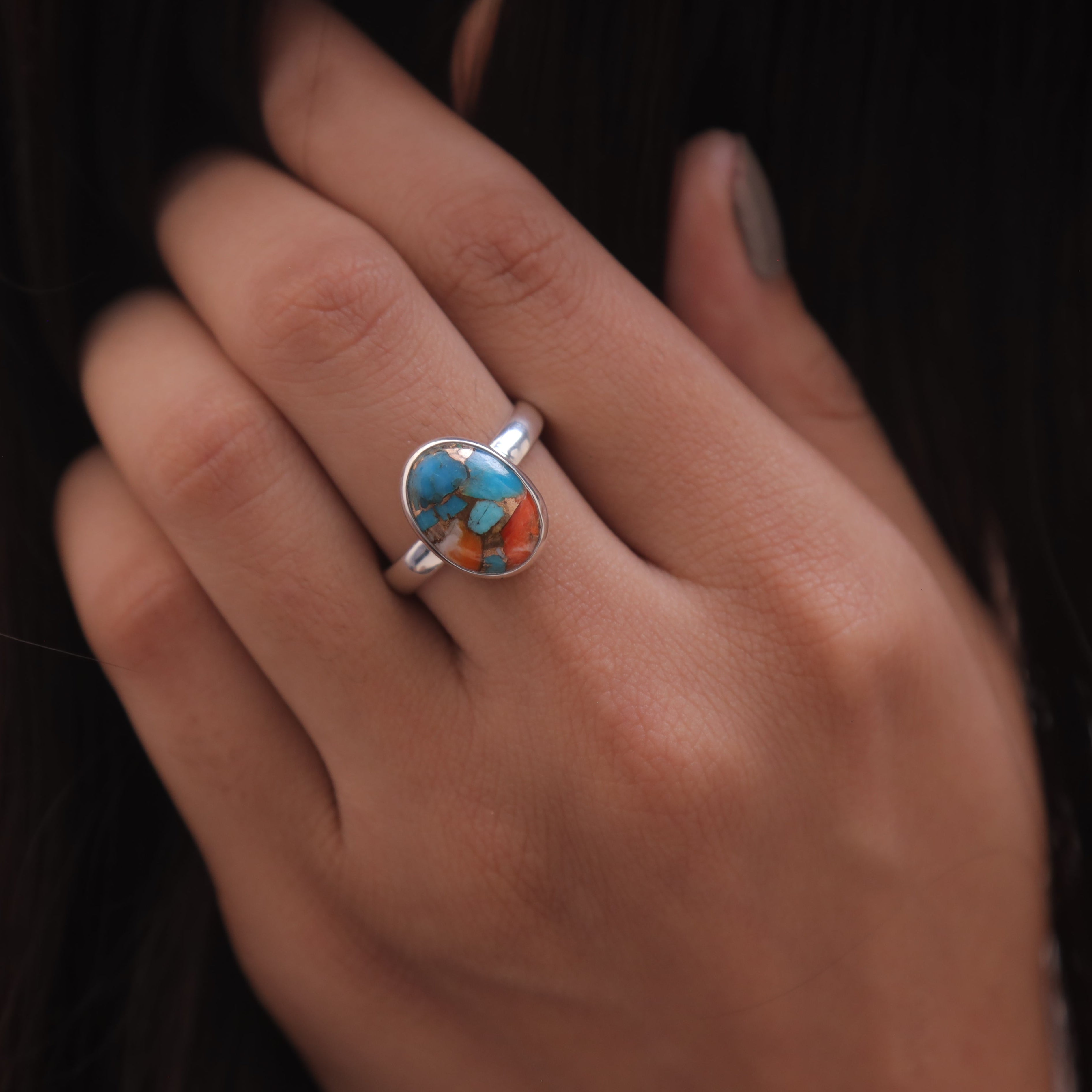 Oyster Turquoise Sterling Silver Ring