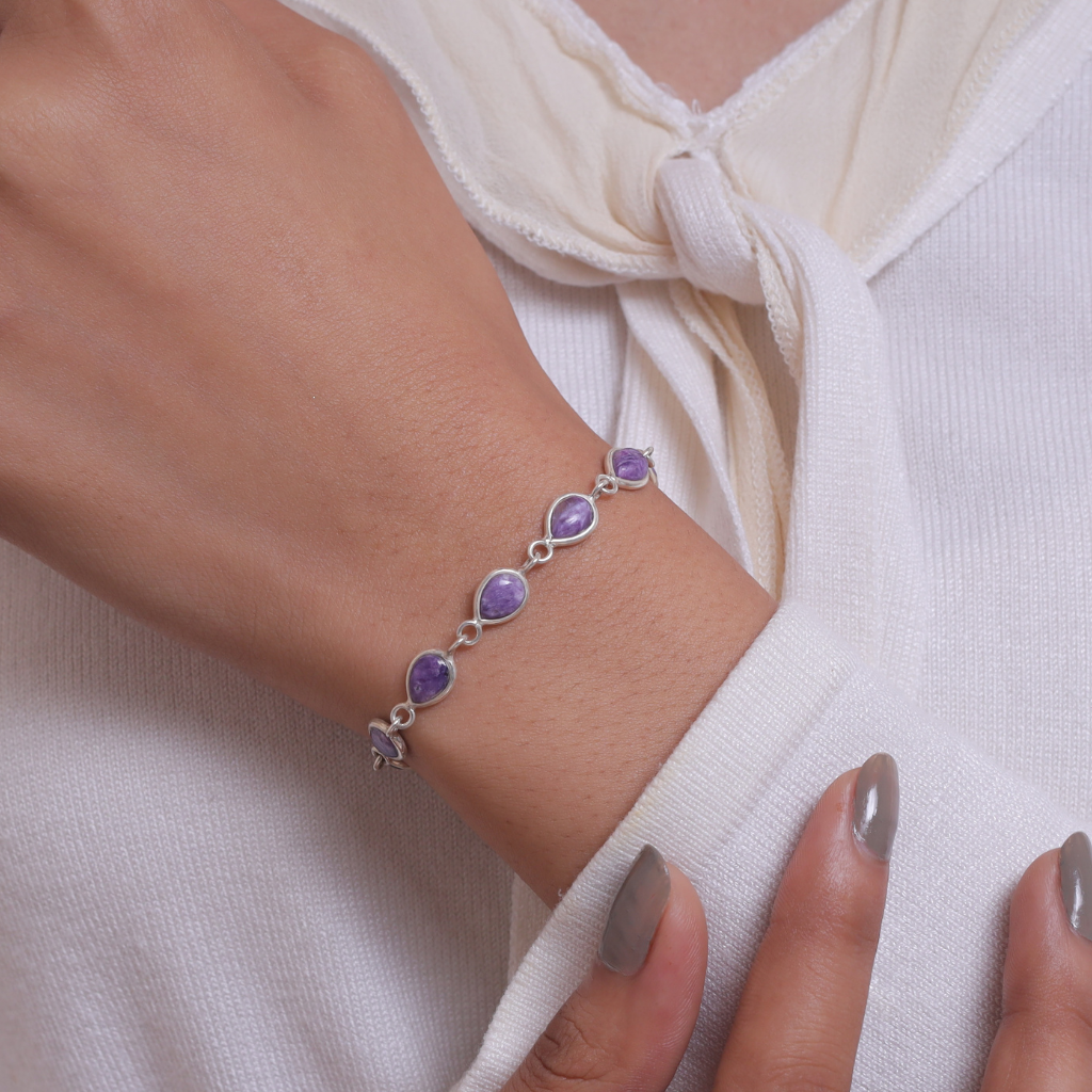 Charoite Sterling Silver Bracelet