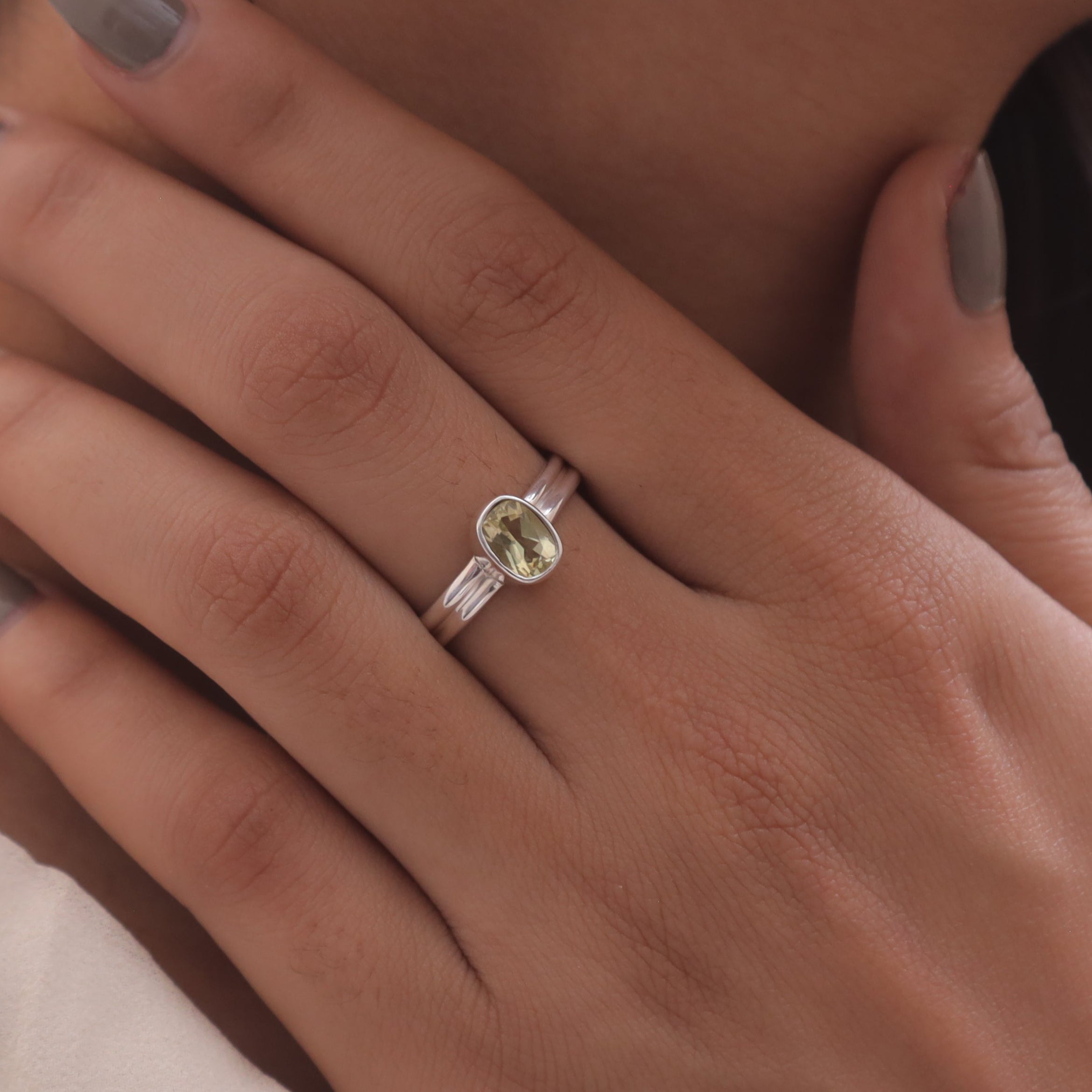 Cut Lemon Topaz Sterling Silver Ring