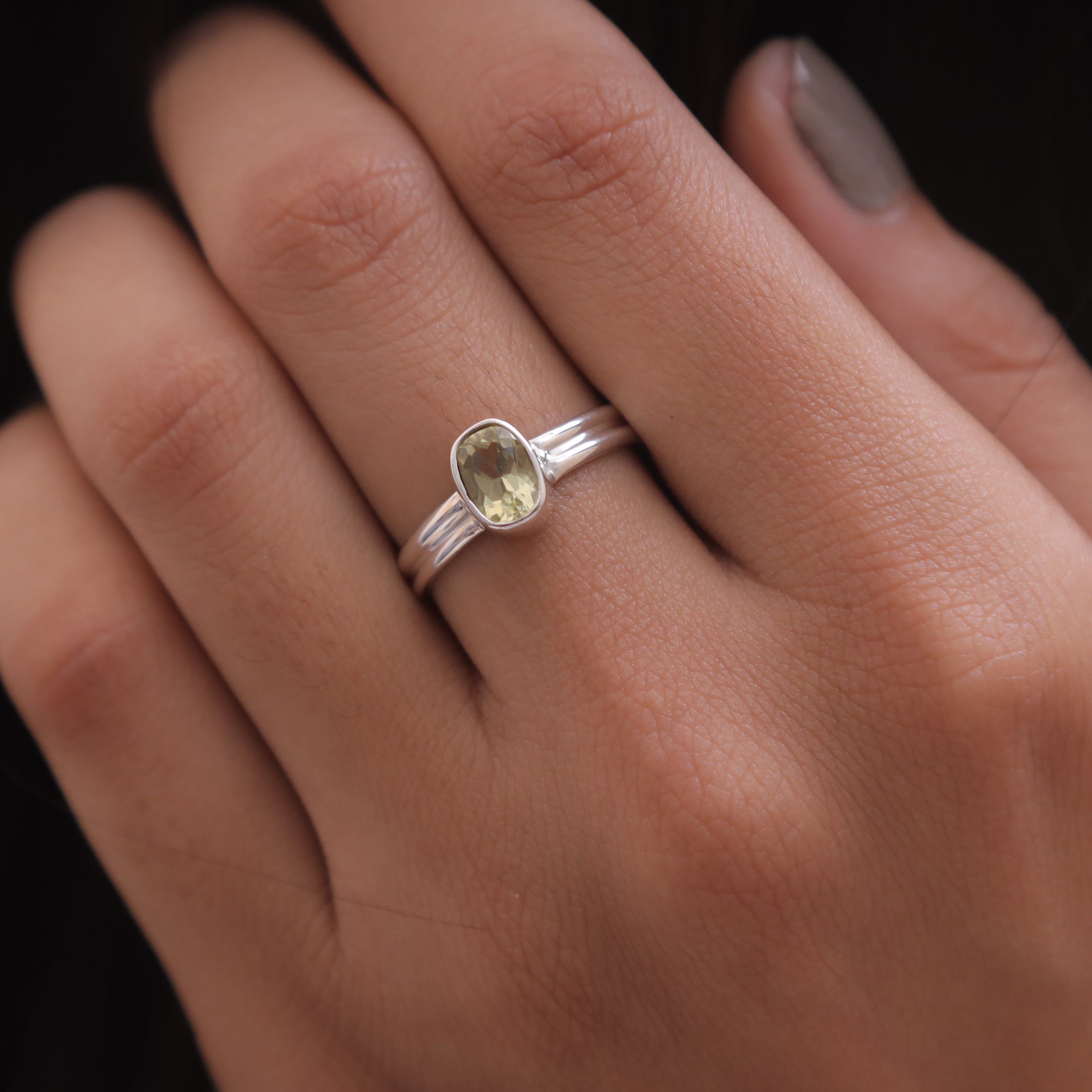 Cut Lemon Topaz Sterling Silver Ring