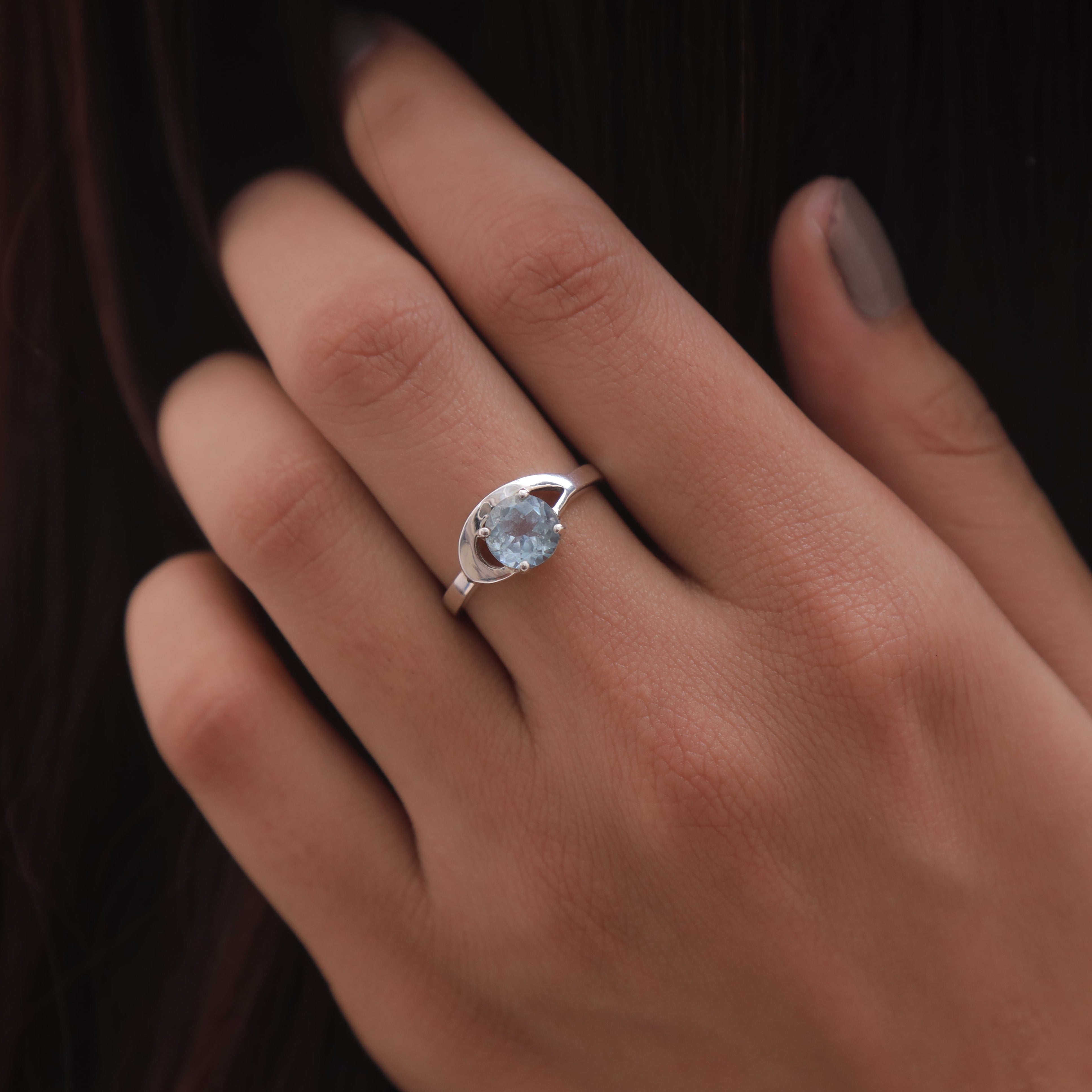 Cut Blue Topaz Sterling Silver Ring