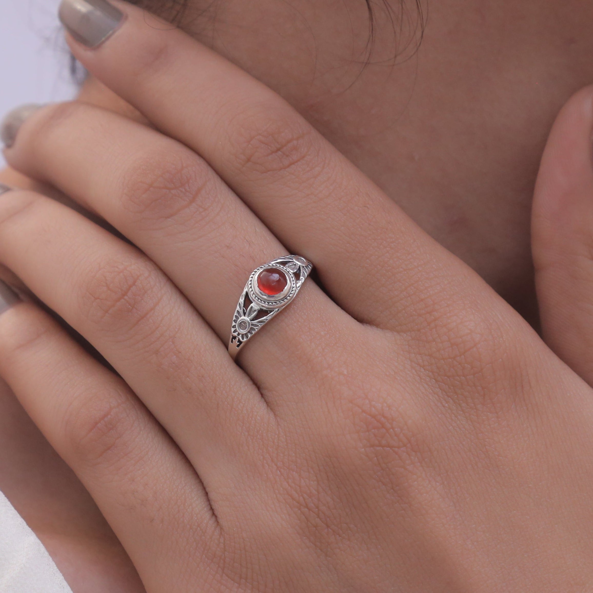 Carnelian Sterling Silver Ring