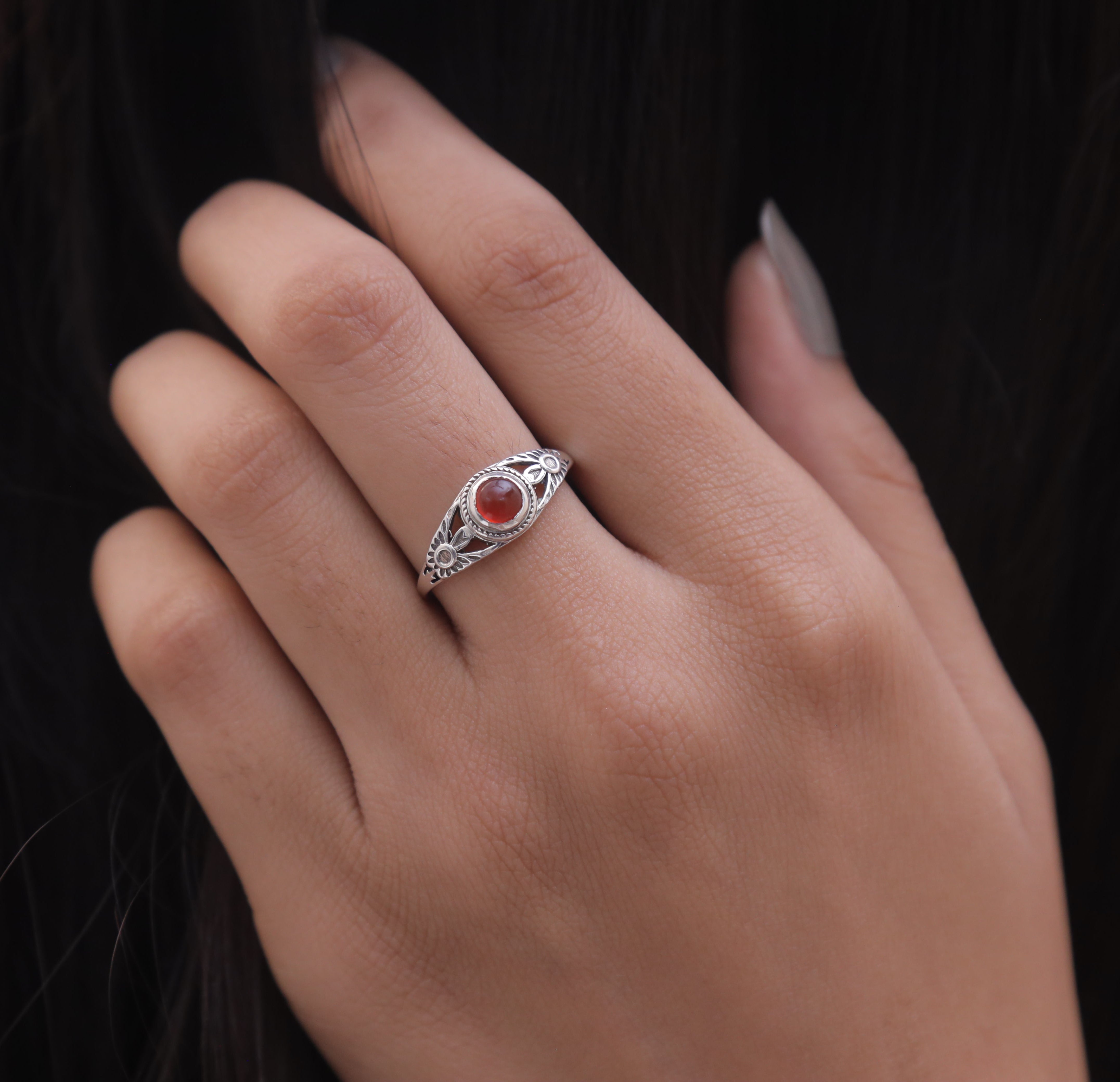 Carnelian Sterling Silver Ring