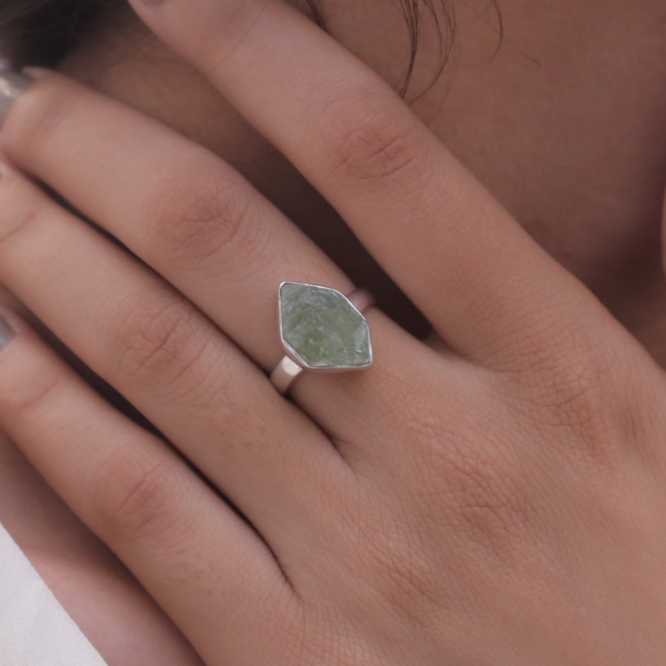Raw Peridot Sterling Silver Ring