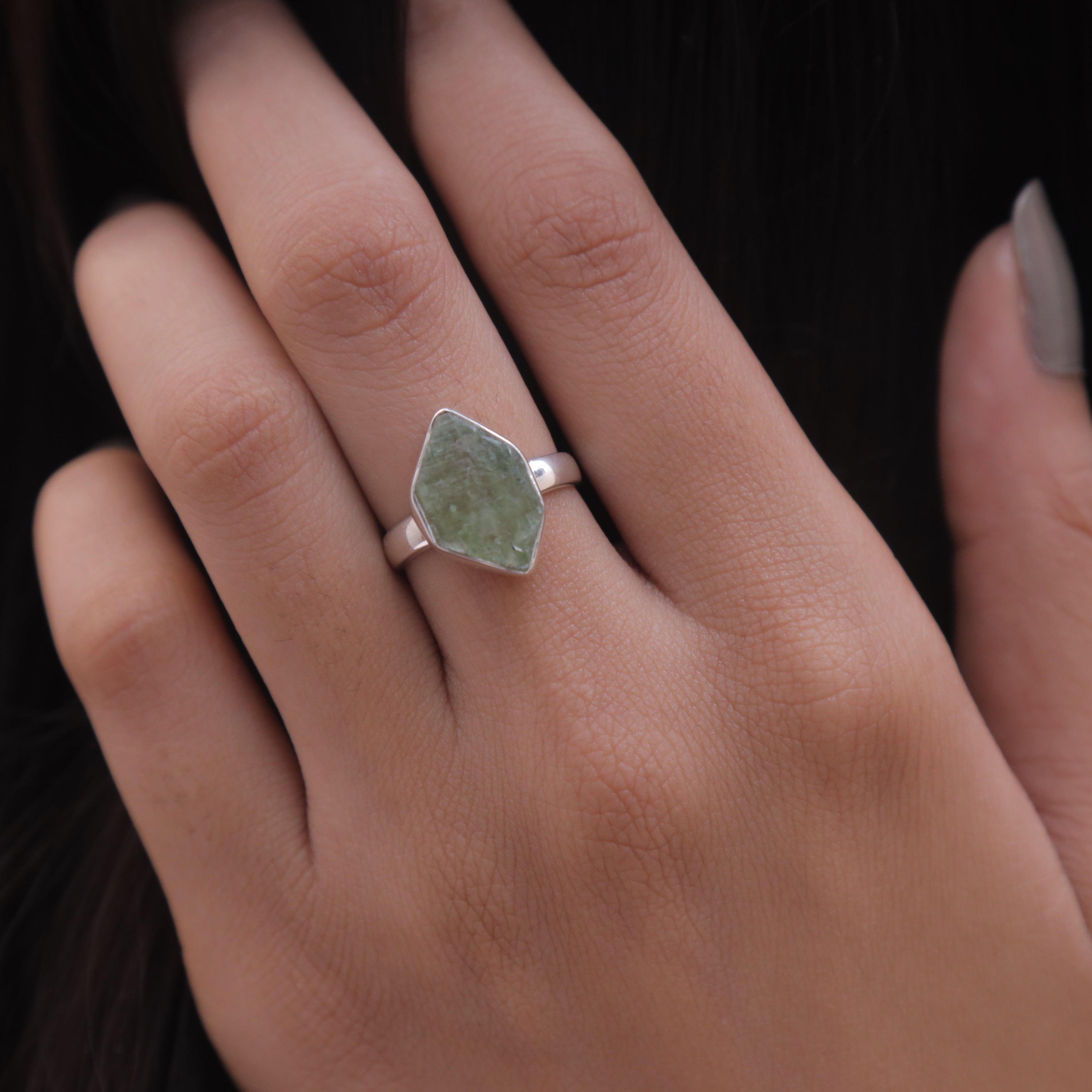 Raw Peridot Sterling Silver Ring