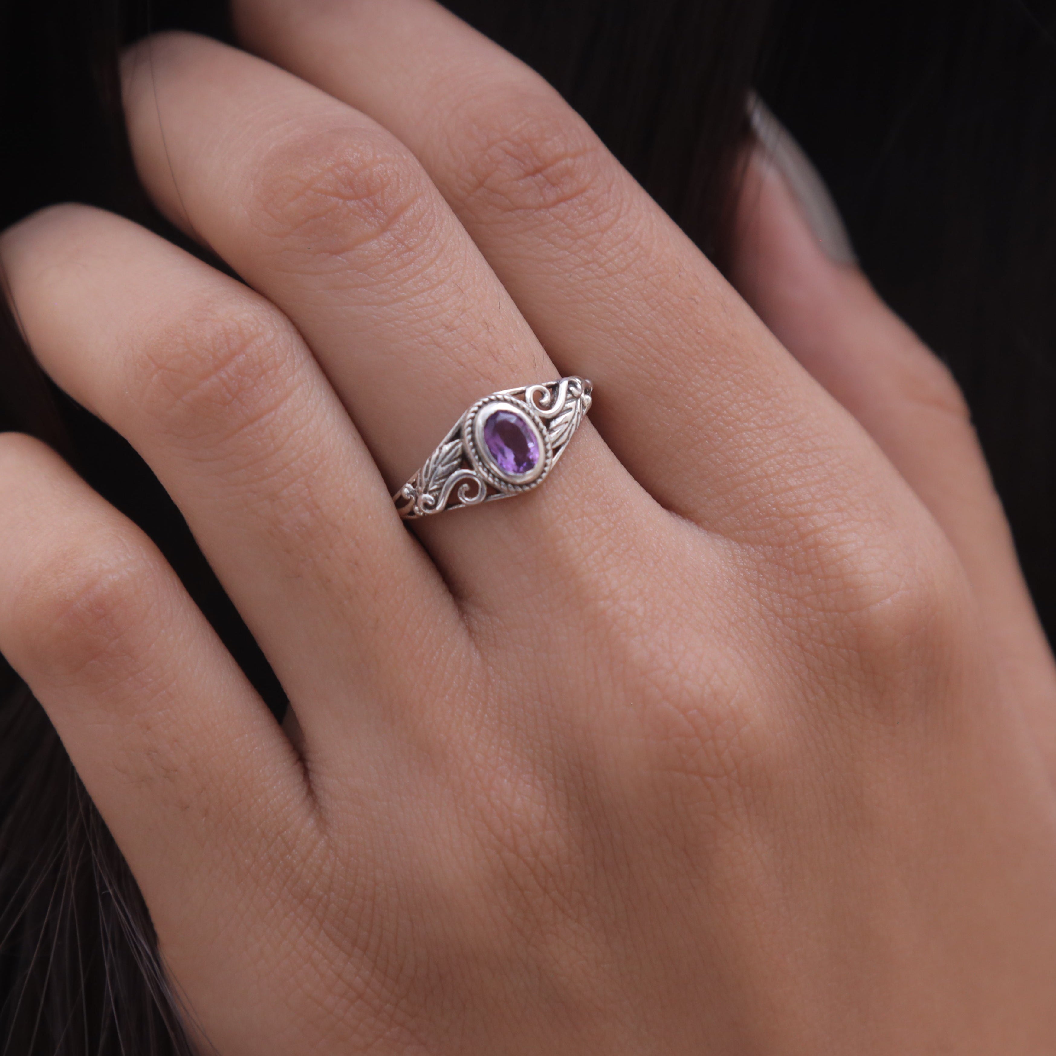 Cut Amethyst Sterling Silver Ring