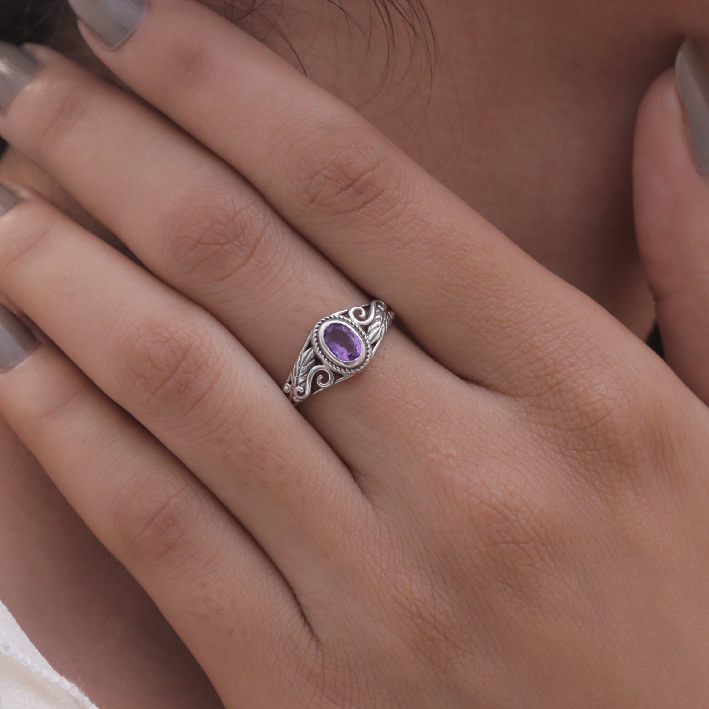 Cut Amethyst Sterling Silver Ring
