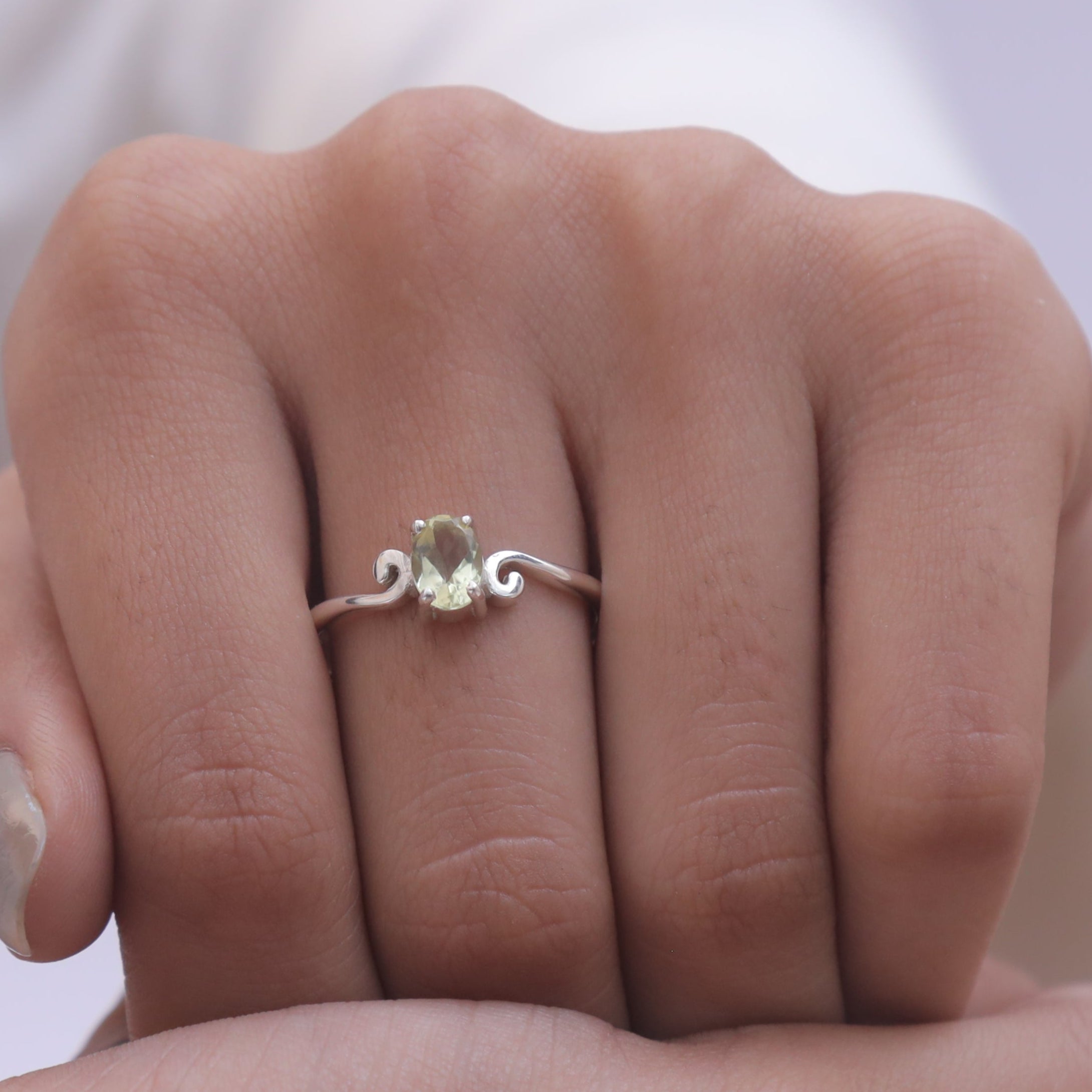 Cut Lemon Topaz Sterling Silver Ring