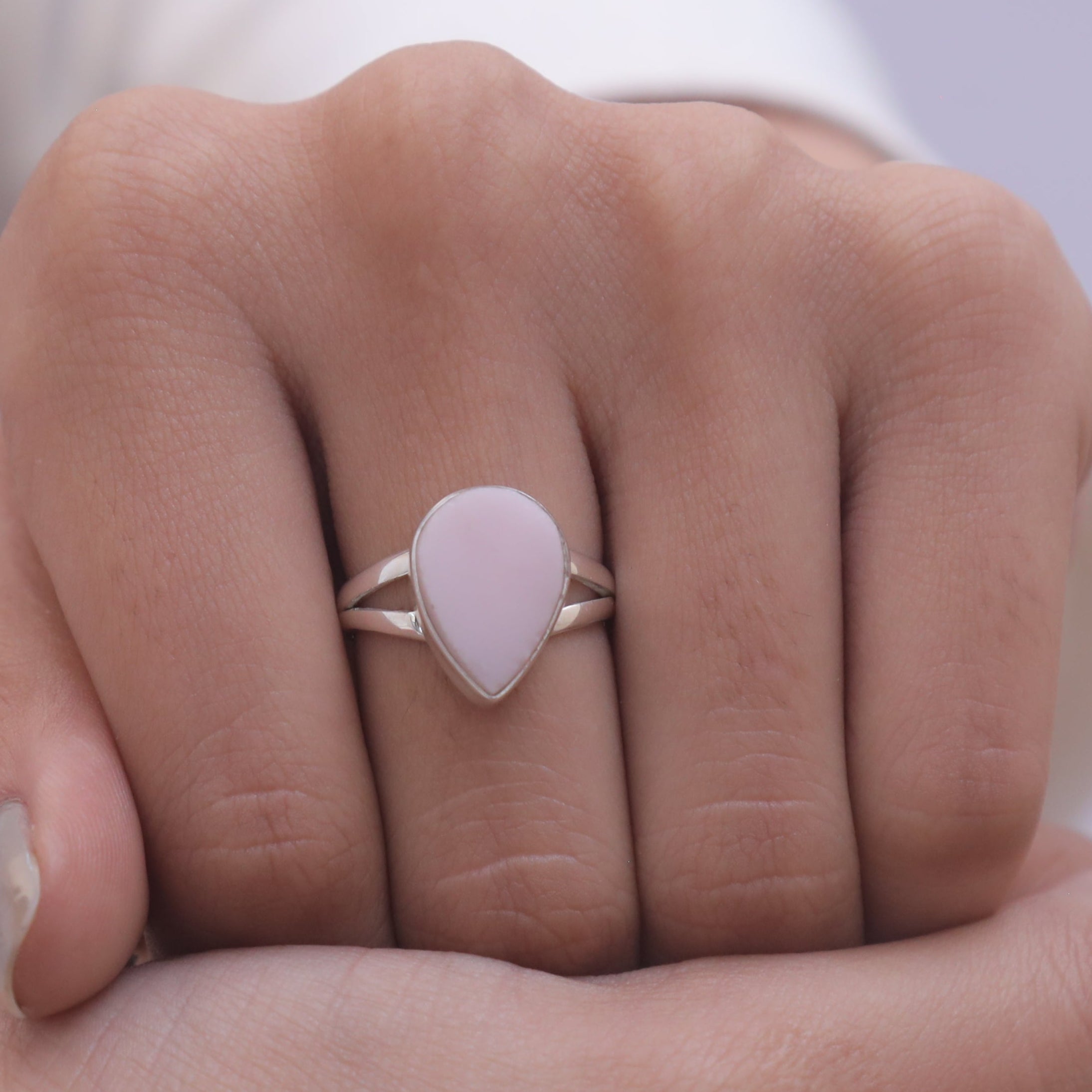 Pink Opal Sterling Silver Ring