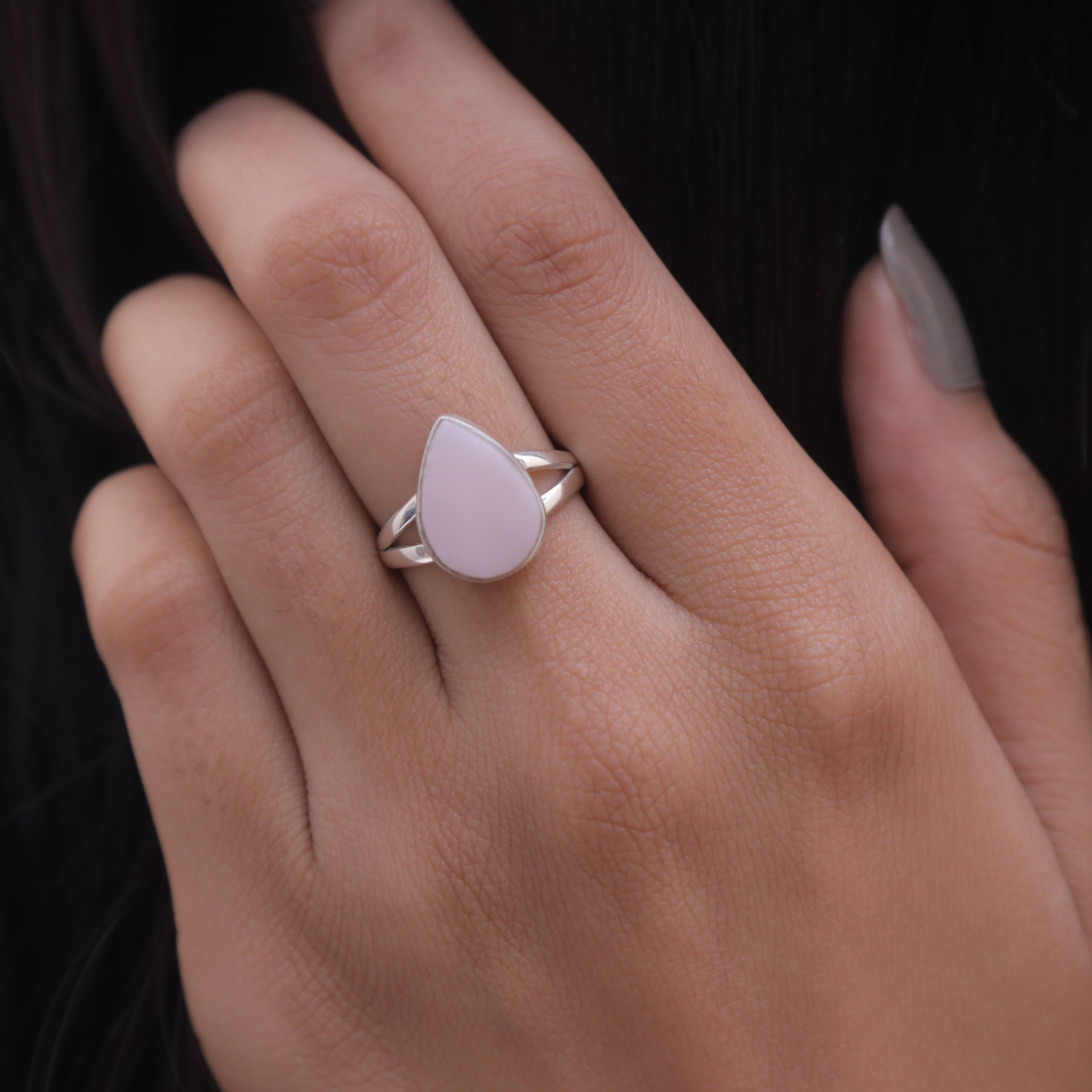 Pink Opal Sterling Silver Ring