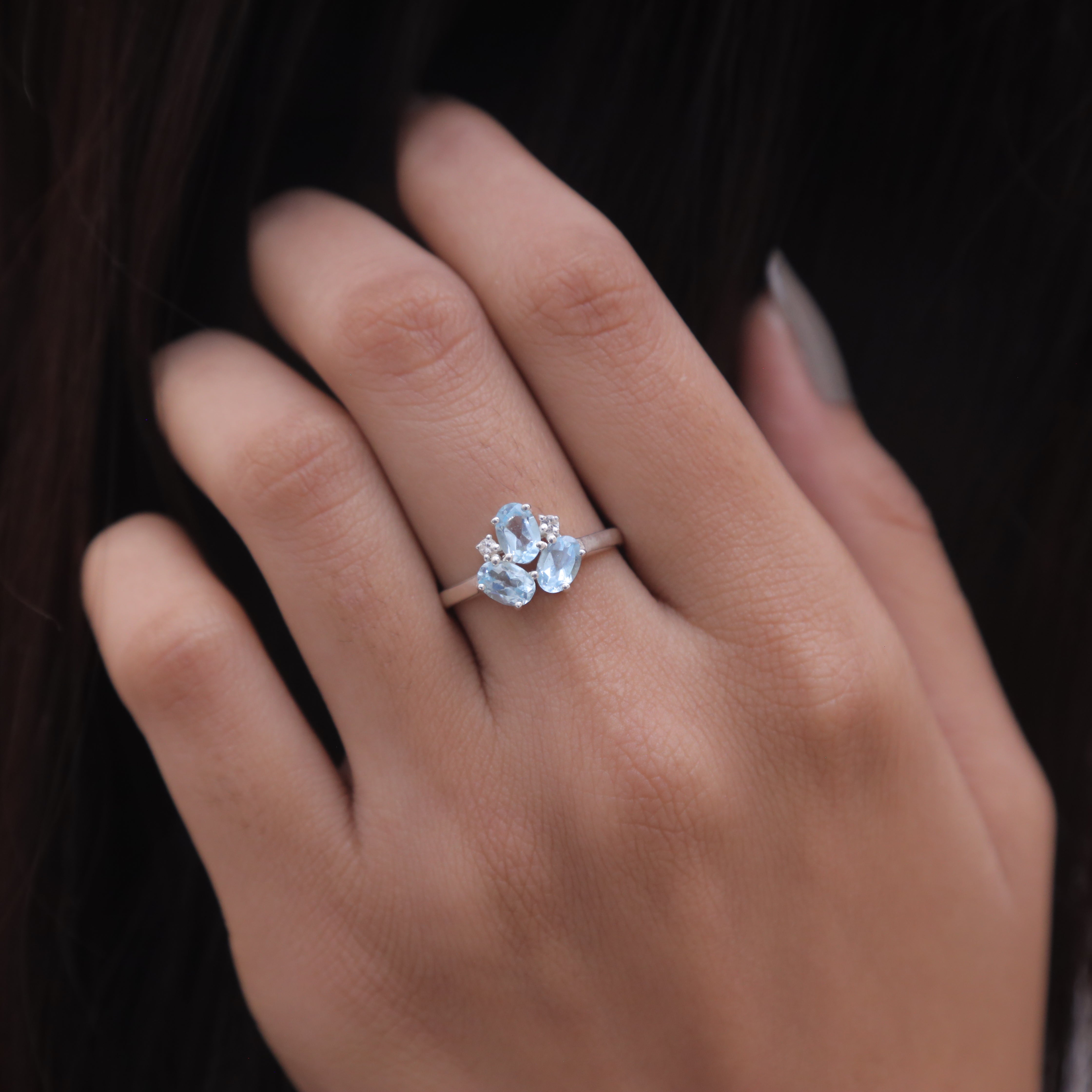 Cut Blue Topaz Sterling Silver Ring