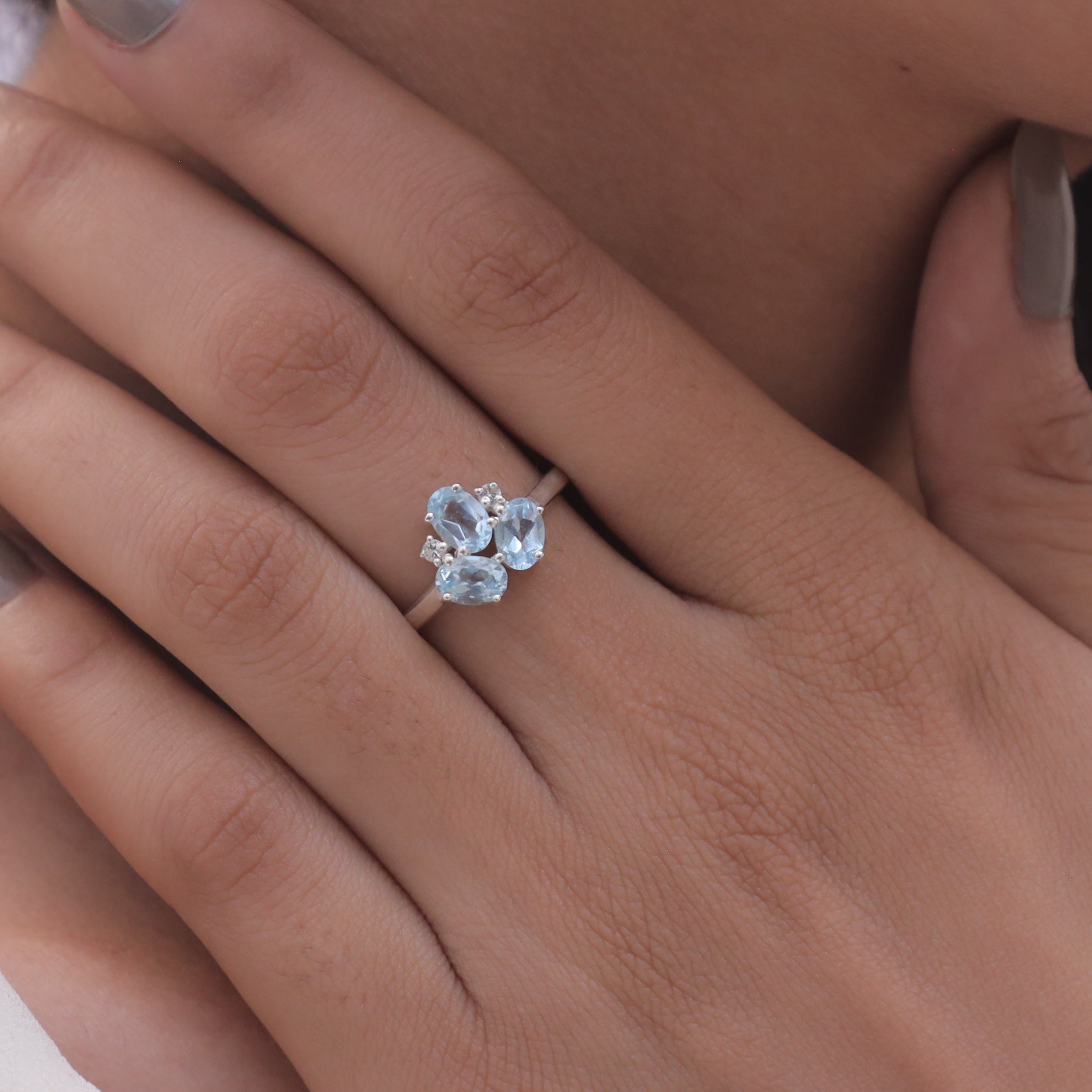 Cut Blue Topaz Sterling Silver Ring