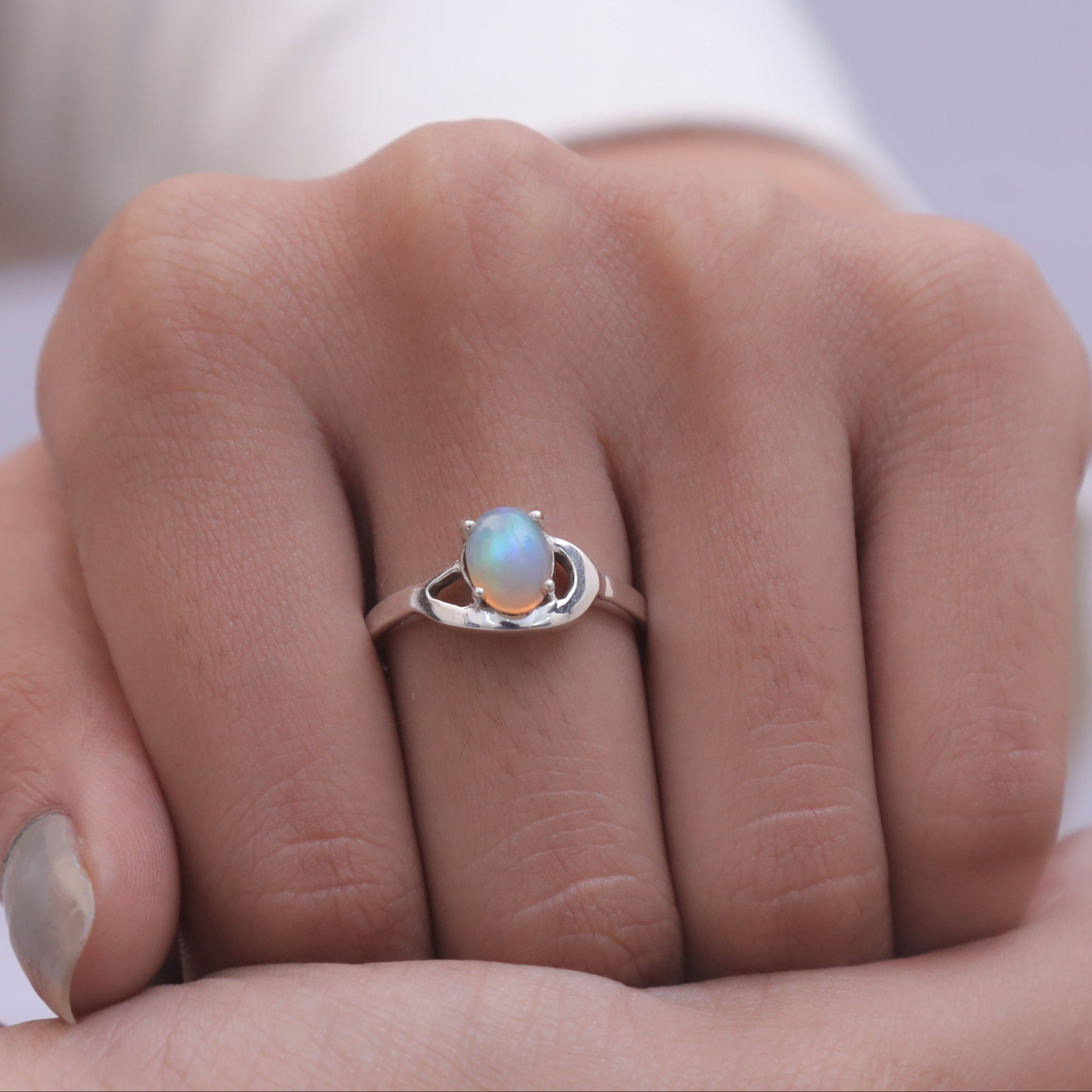 Ethiopian Opal Sterling Silver Ring