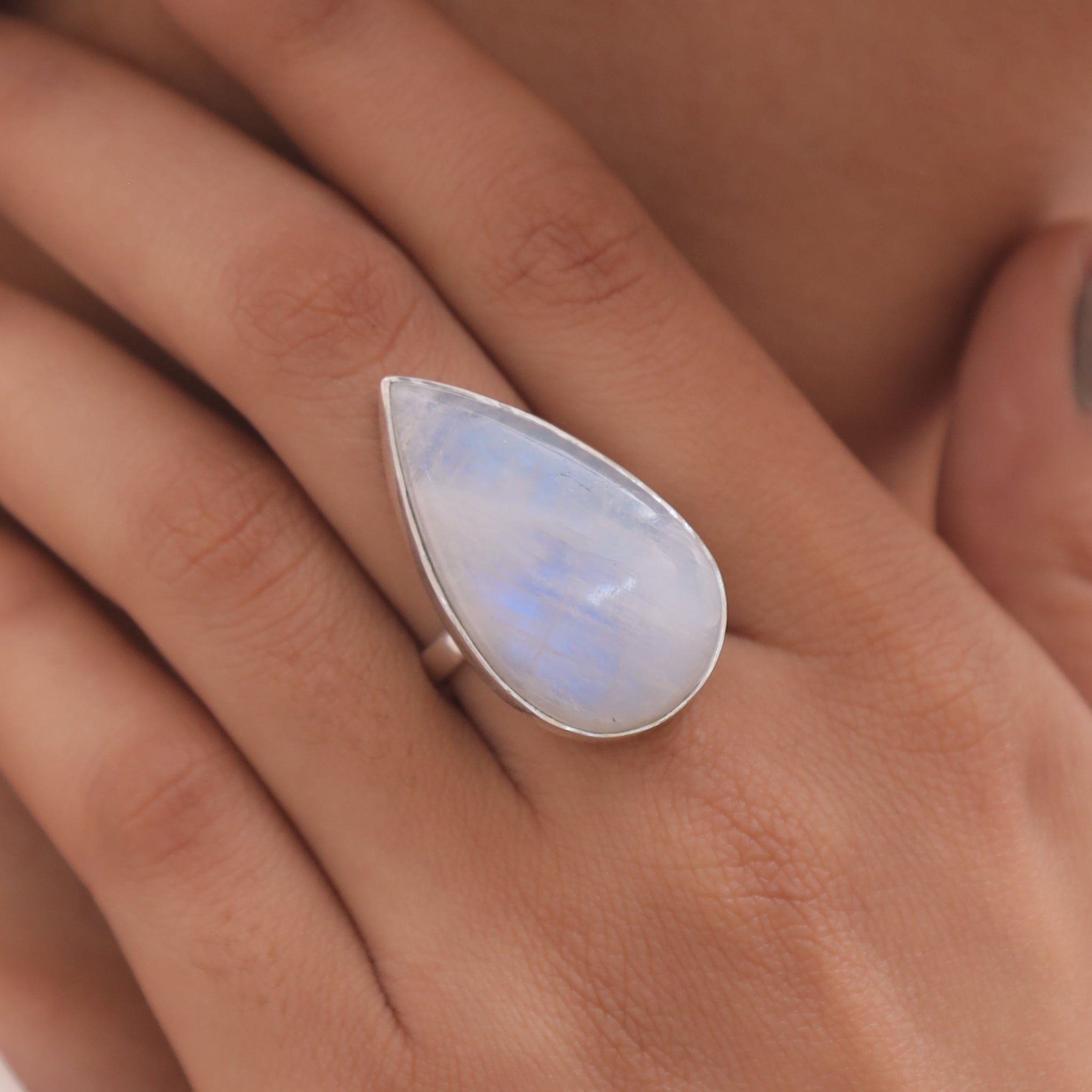 Rainbow Moonstone Sterling Silver Ring