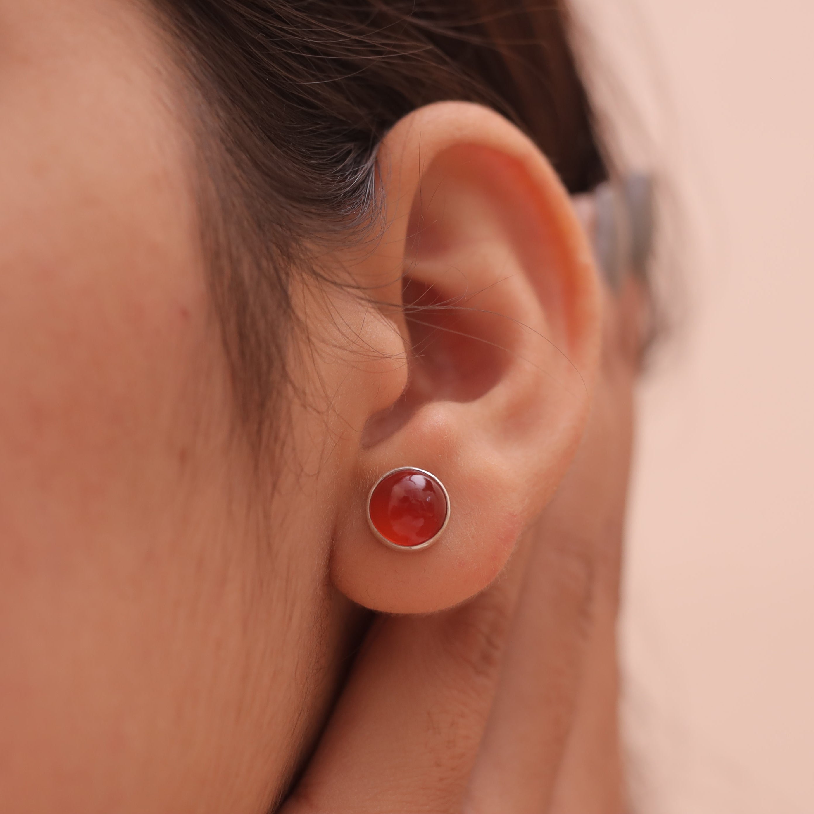 Carnelian Sterling Silver Stud Earrings