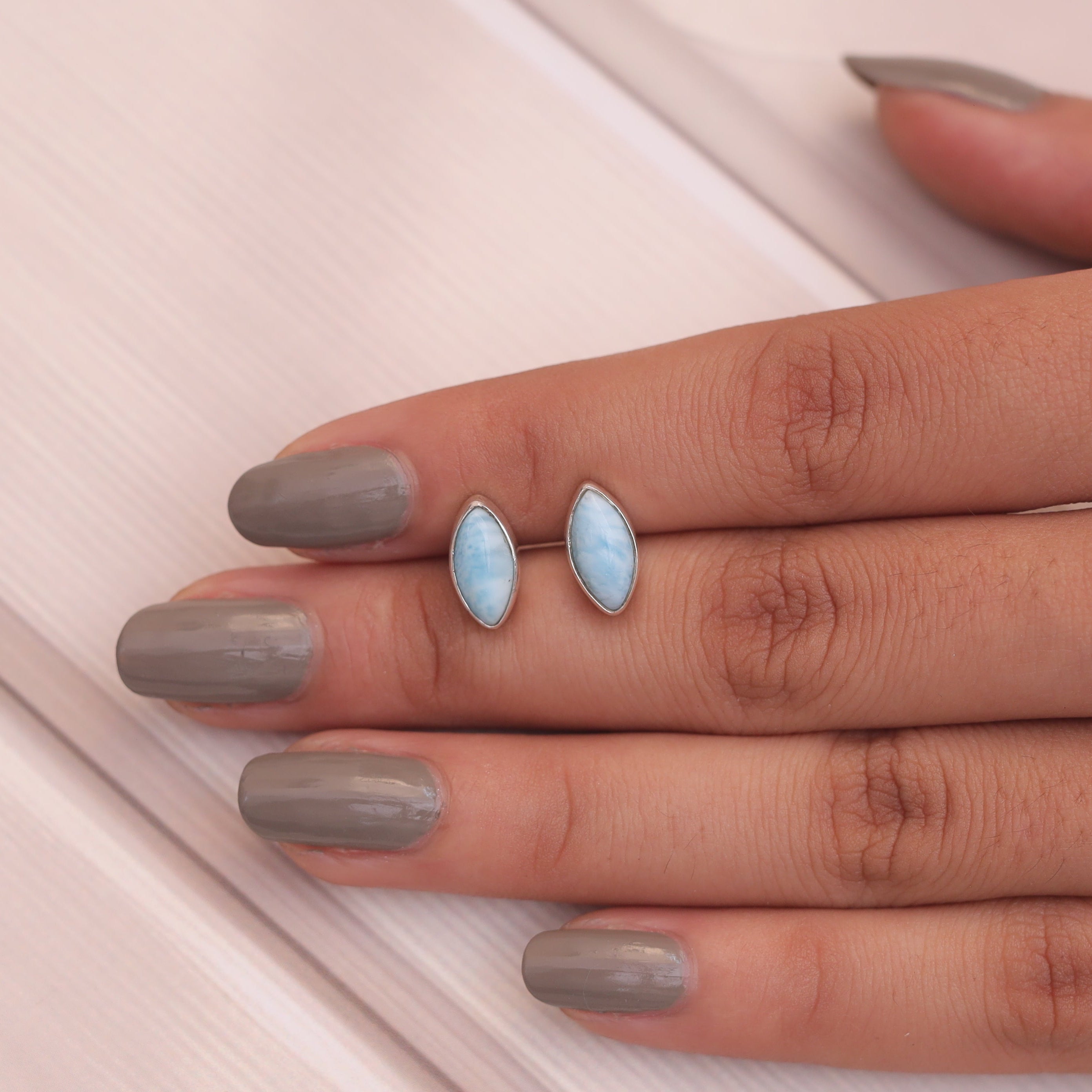 Larimar Sterling Silver Stud Earrings