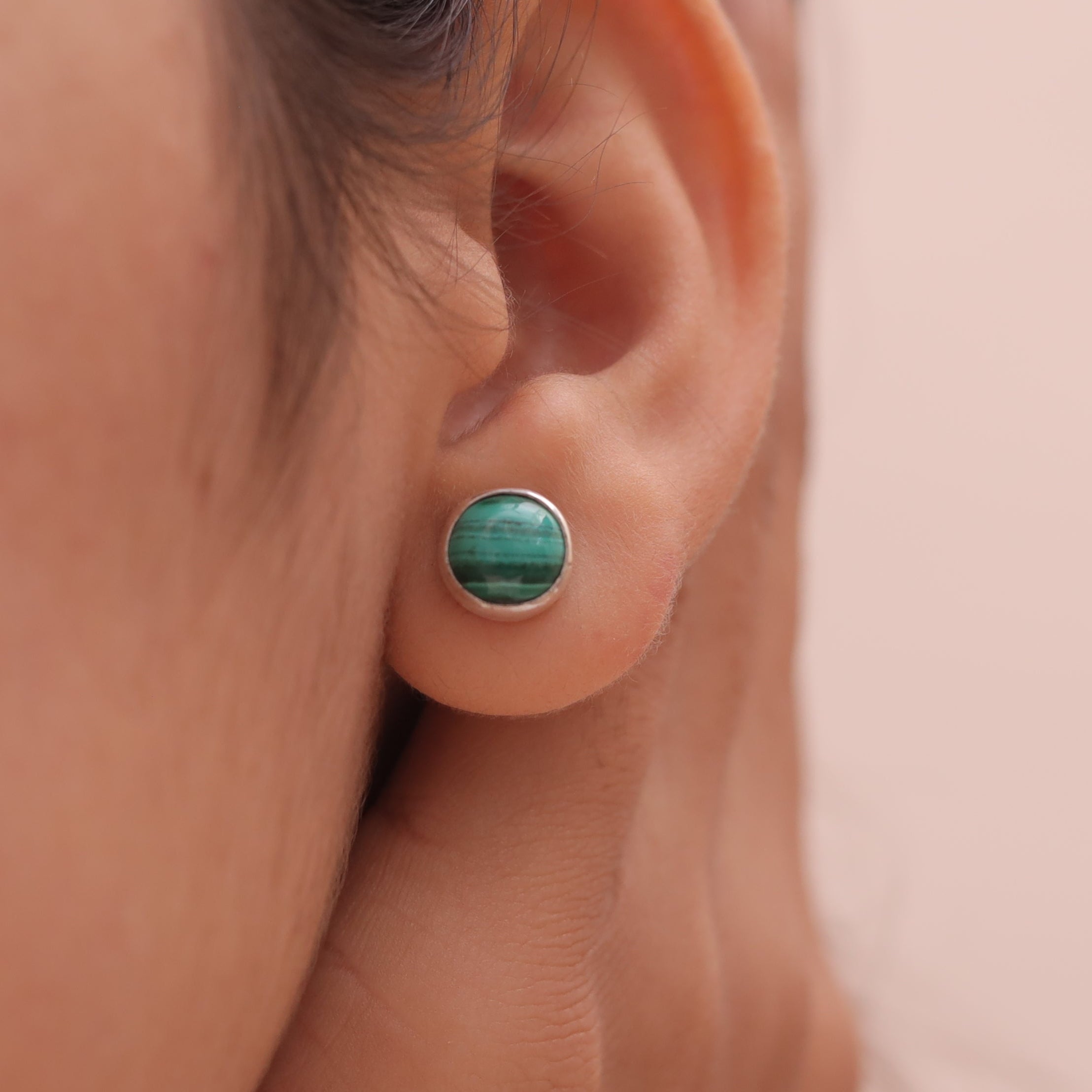 Malachite Sterling Silver Stud Earrings