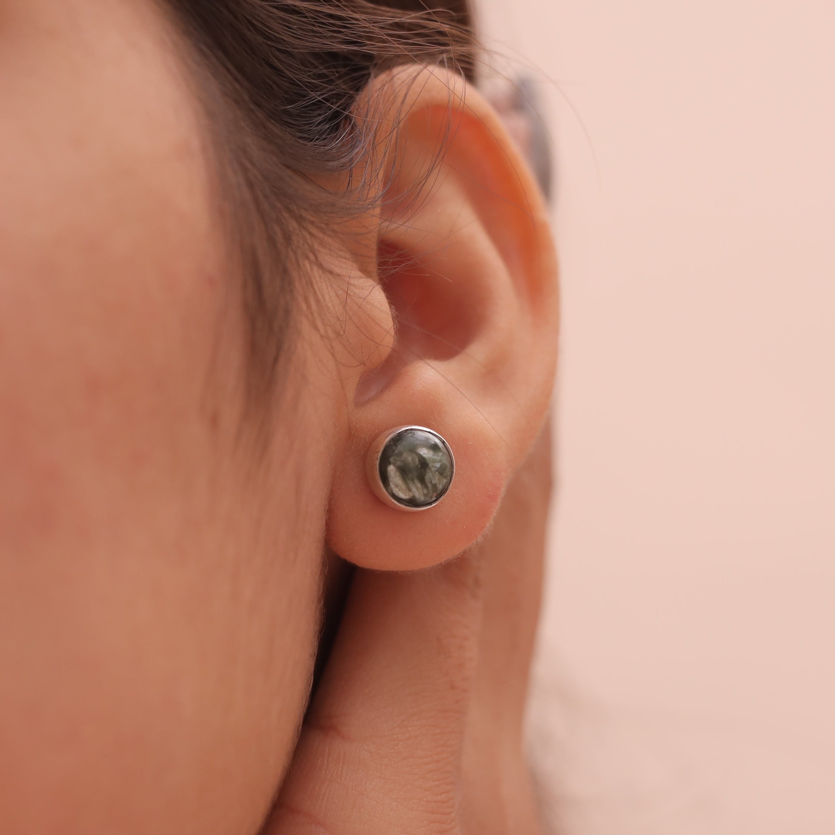 Seraphinite Sterling Silver Stud Earrings