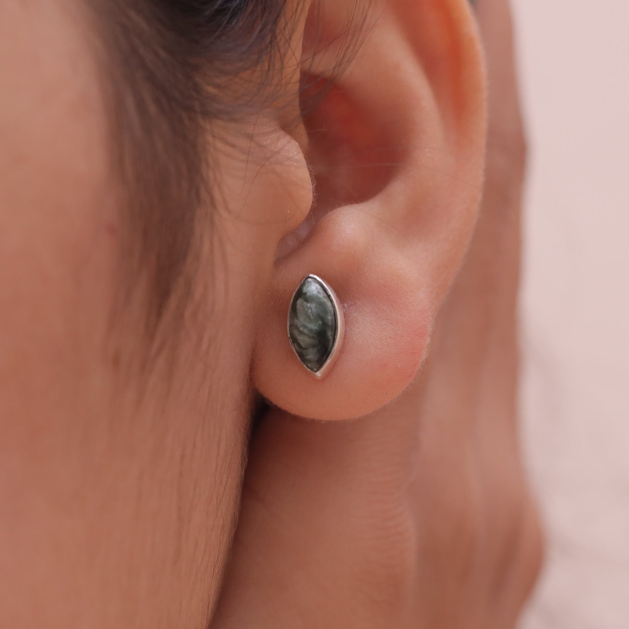 Seraphinite Sterling Silver Stud Earrings