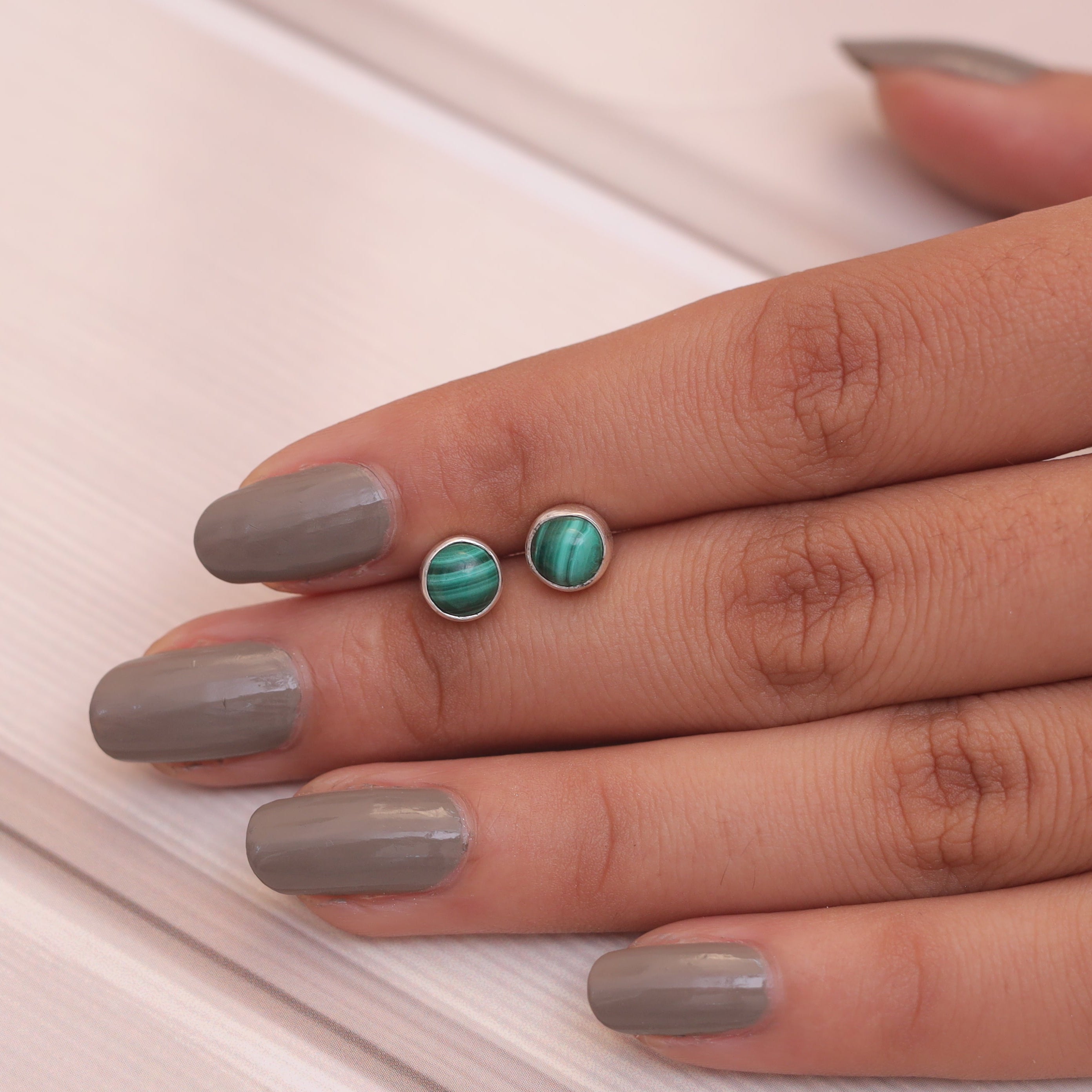 Malachite Sterling Silver Stud Earrings