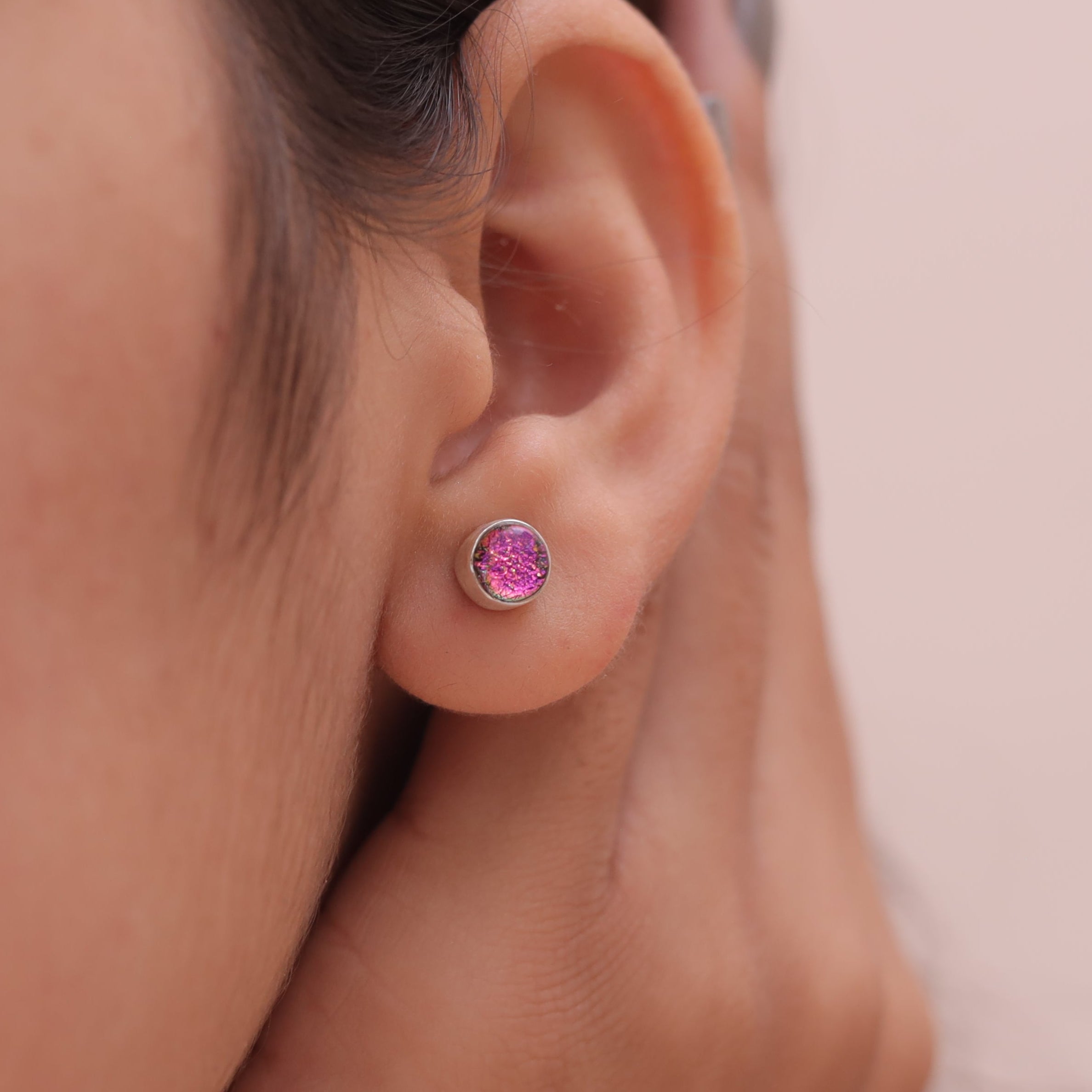 Dichroic Glass Sterling Silver Stud Earrings