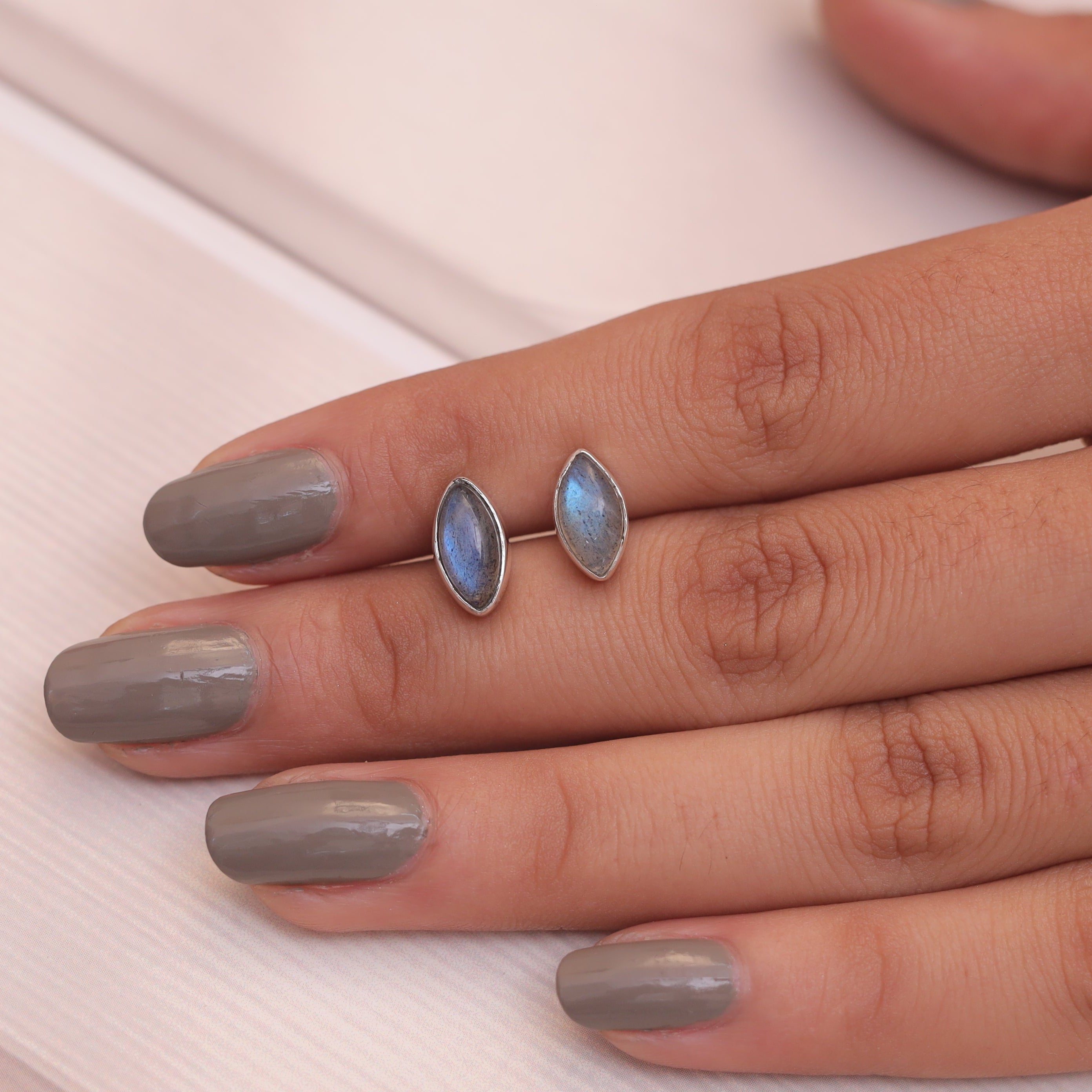 Labradorite  Sterling Silver Stud Earrings