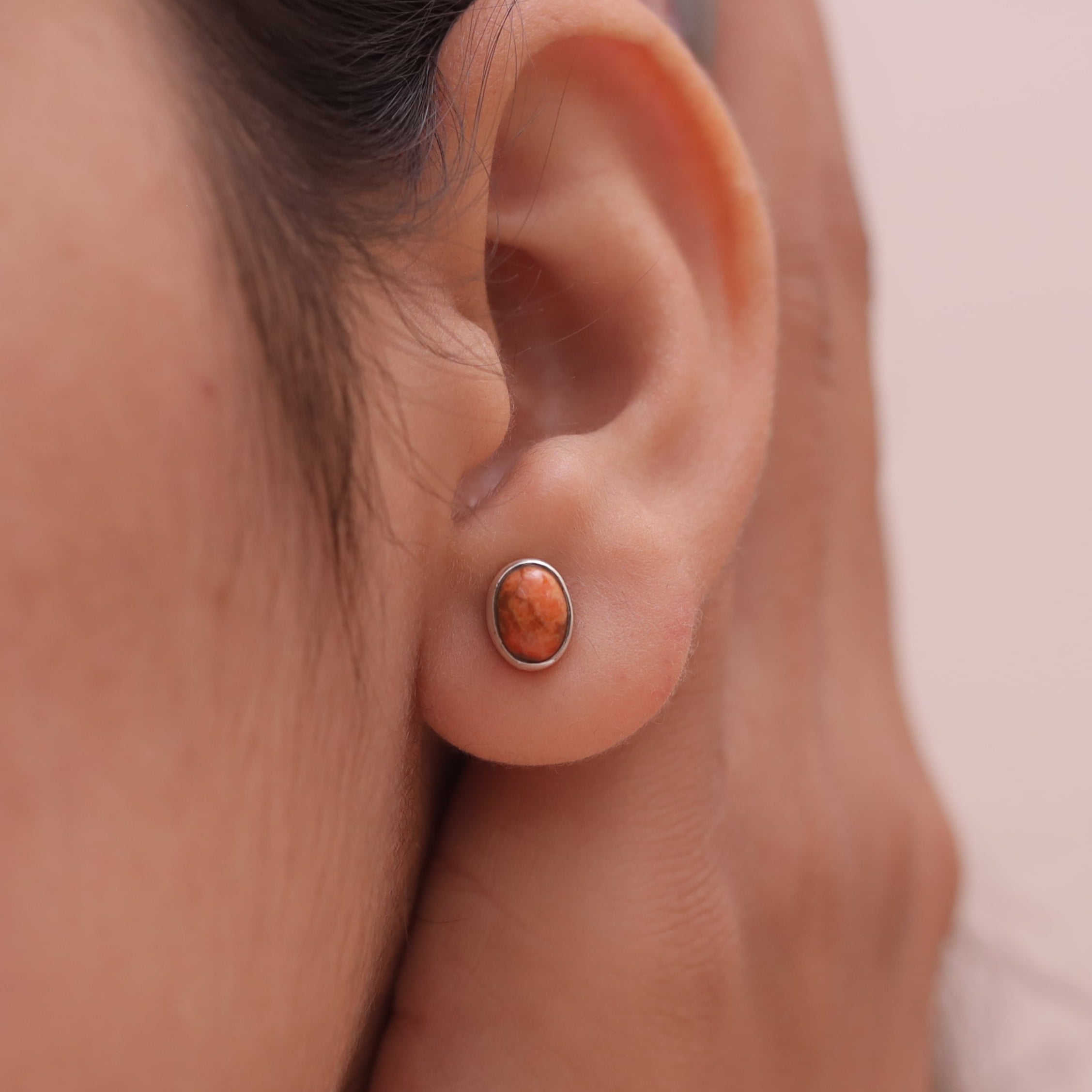 Sponge Coral Sterling Silver Stud Earrings