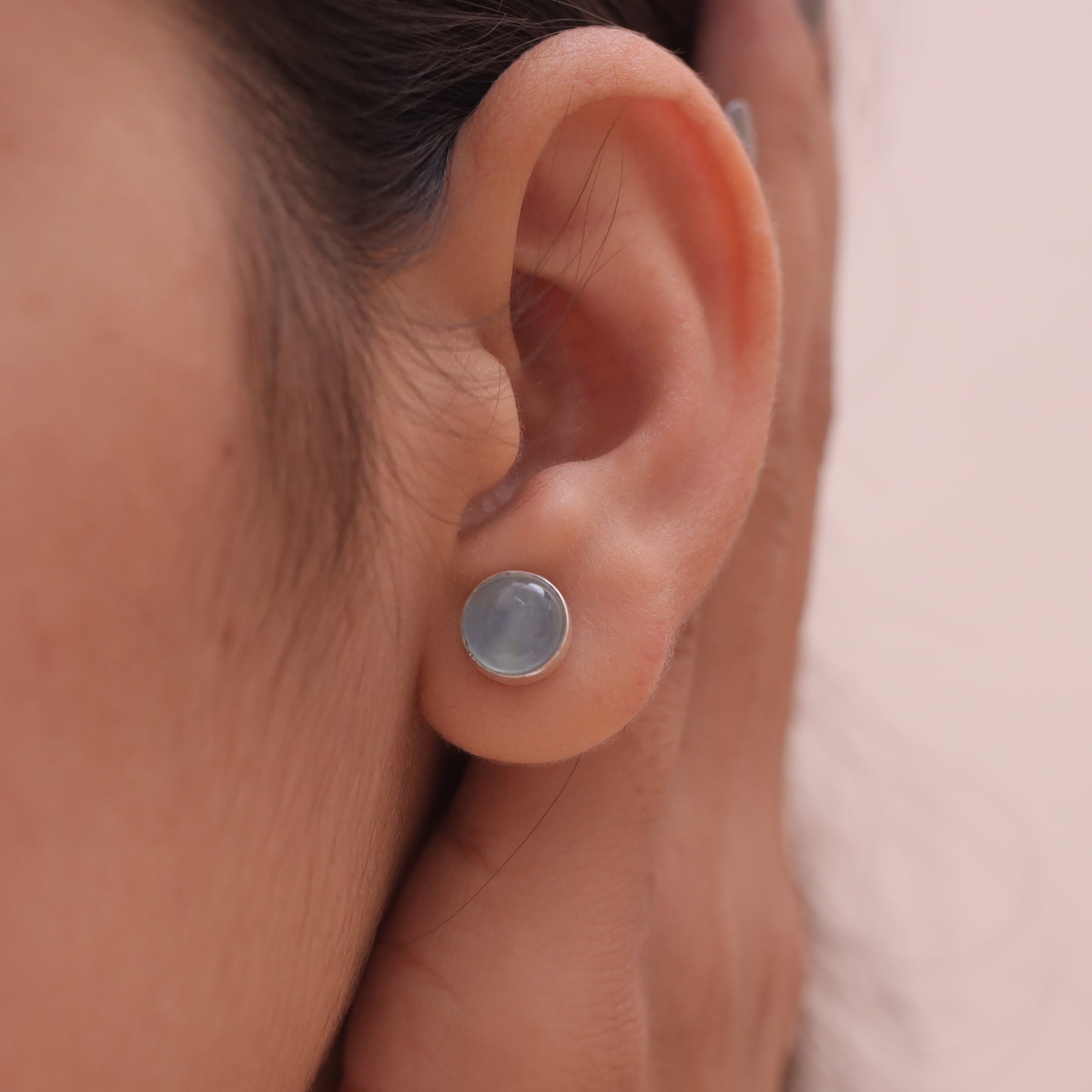 Aquamarine Sterling Silver Stud Earrings