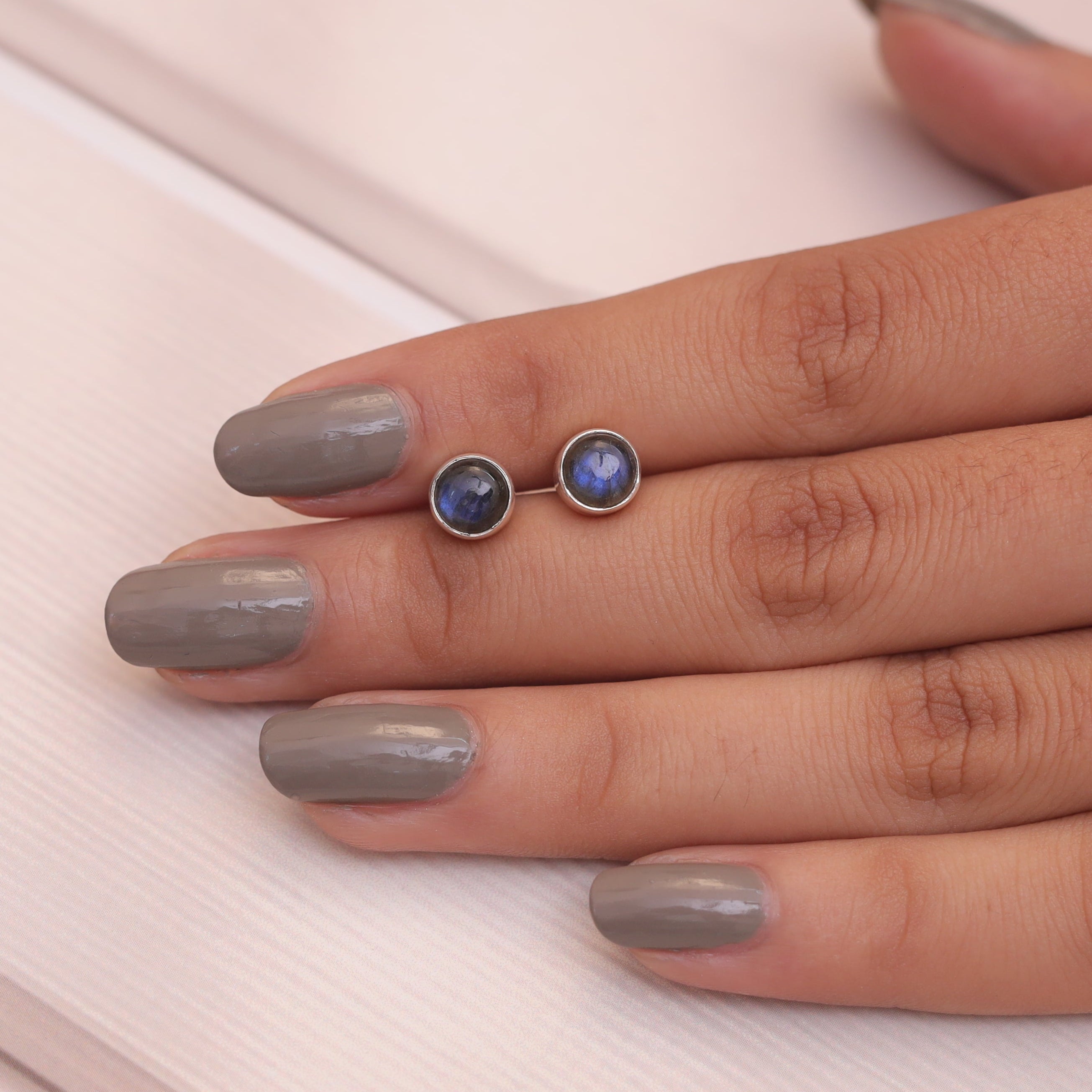 Labradorite  Sterling Silver Stud Earrings
