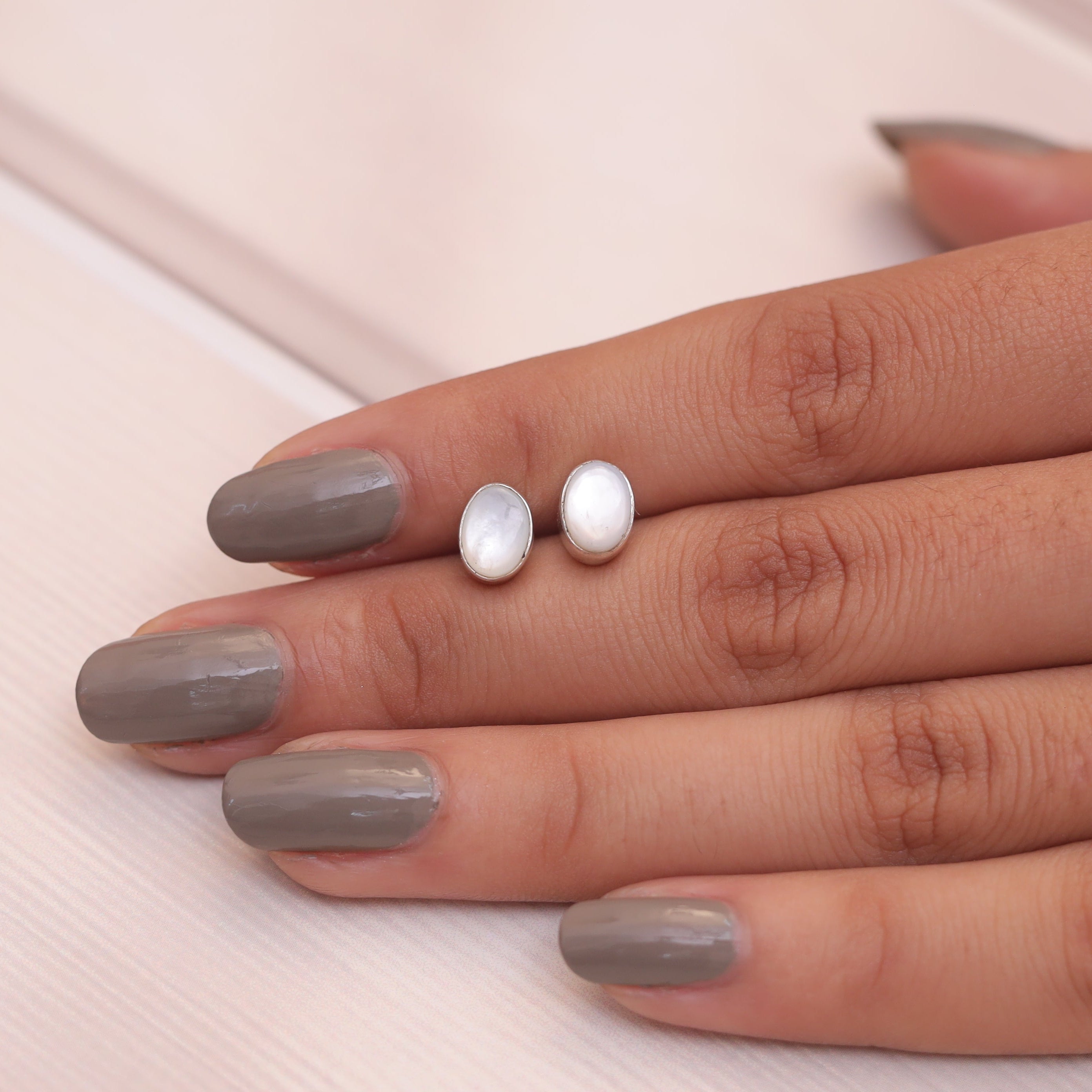 Mother Of Pearl Sterling Silver Stud Earrings