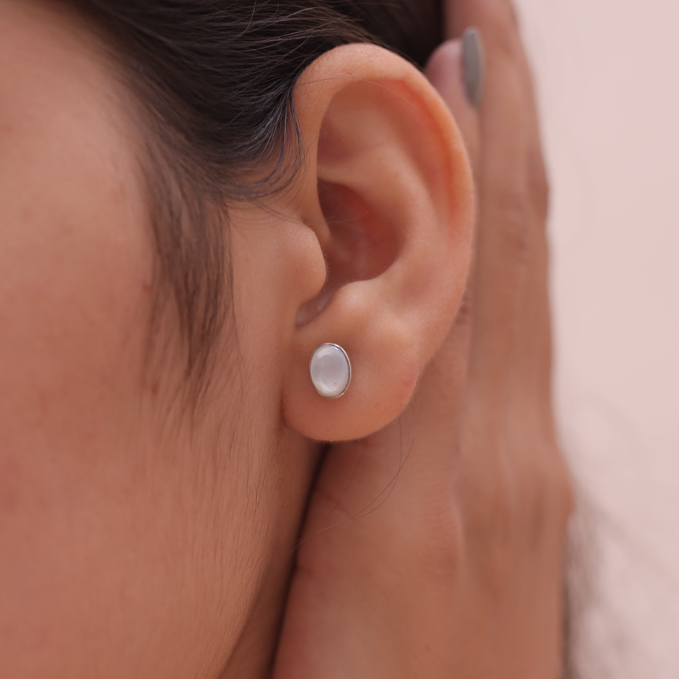 Mother Of Pearl Sterling Silver Stud Earrings