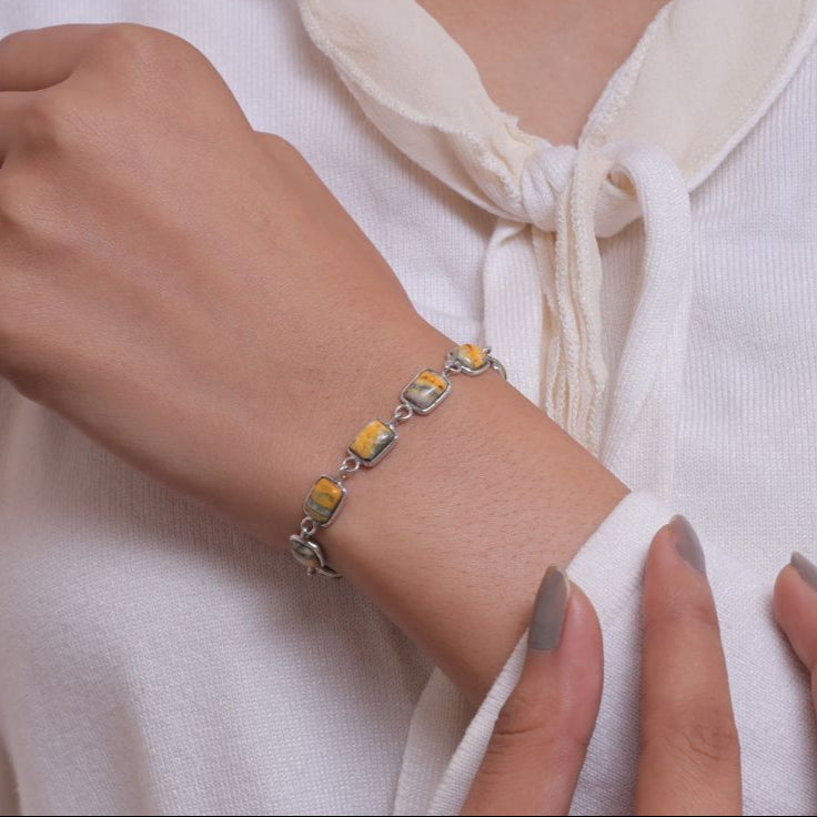 Bumblebee Jasper Sterling Silver Bracelet