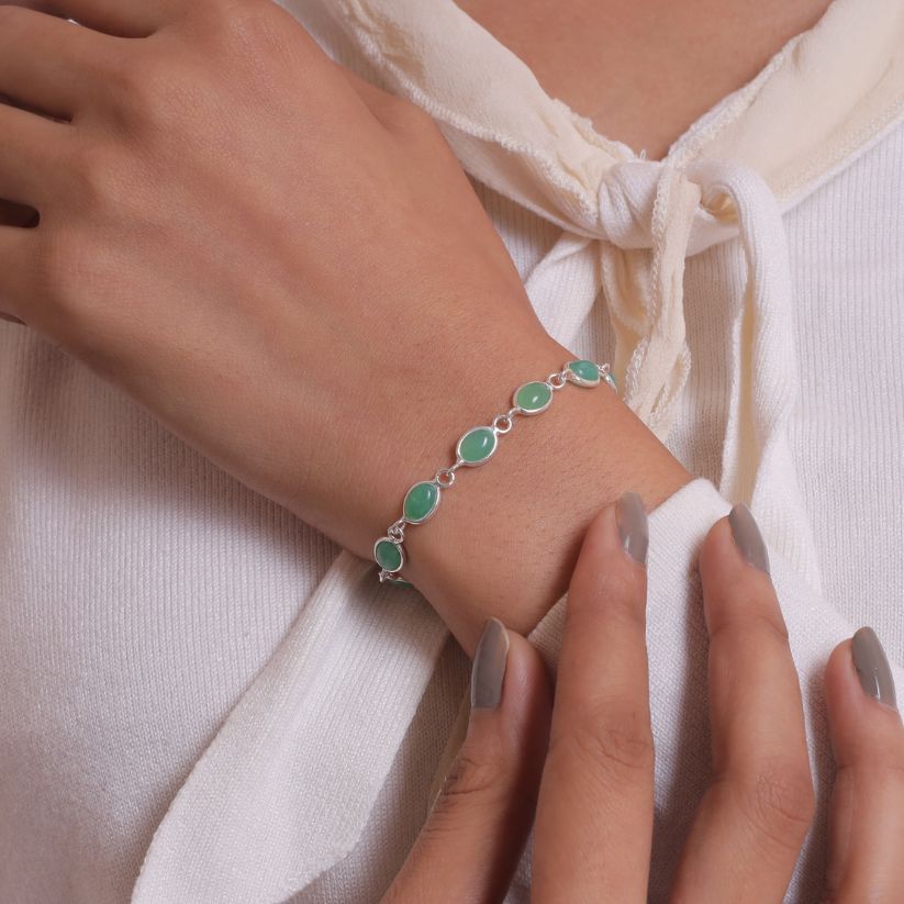 Chrysoprase Sterling Silver Bracelet
