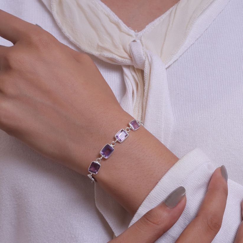 Amethyst Sterling Silver Bracelet