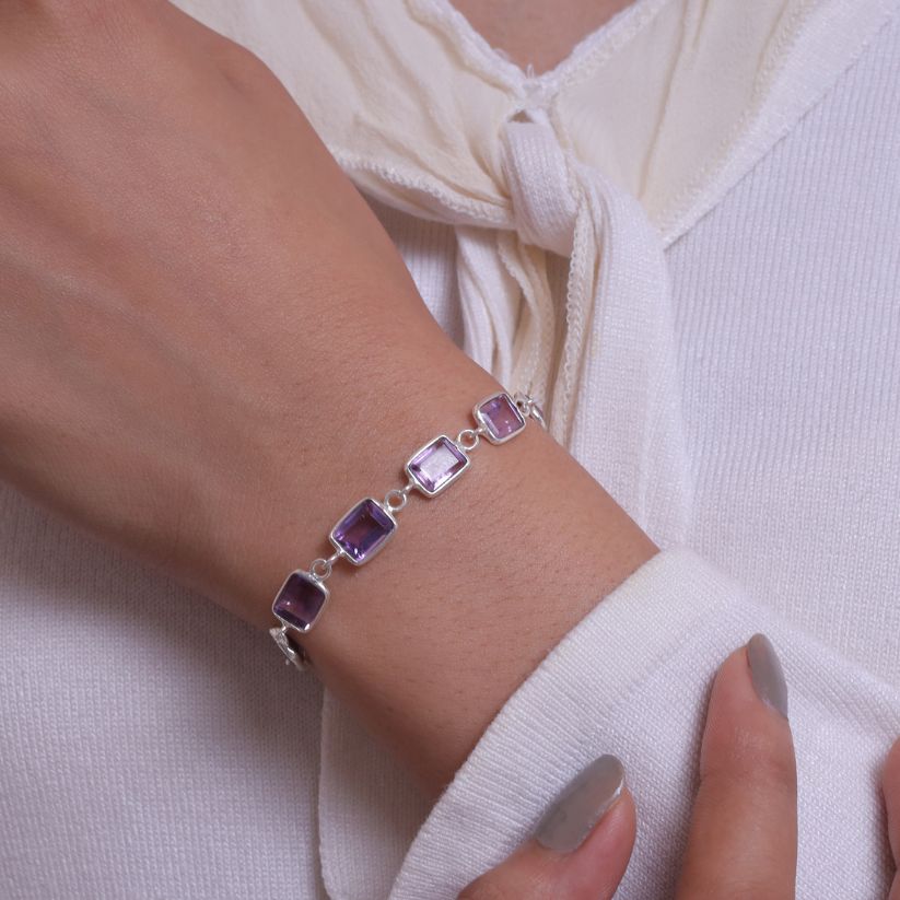 Amethyst Sterling Silver Bracelet