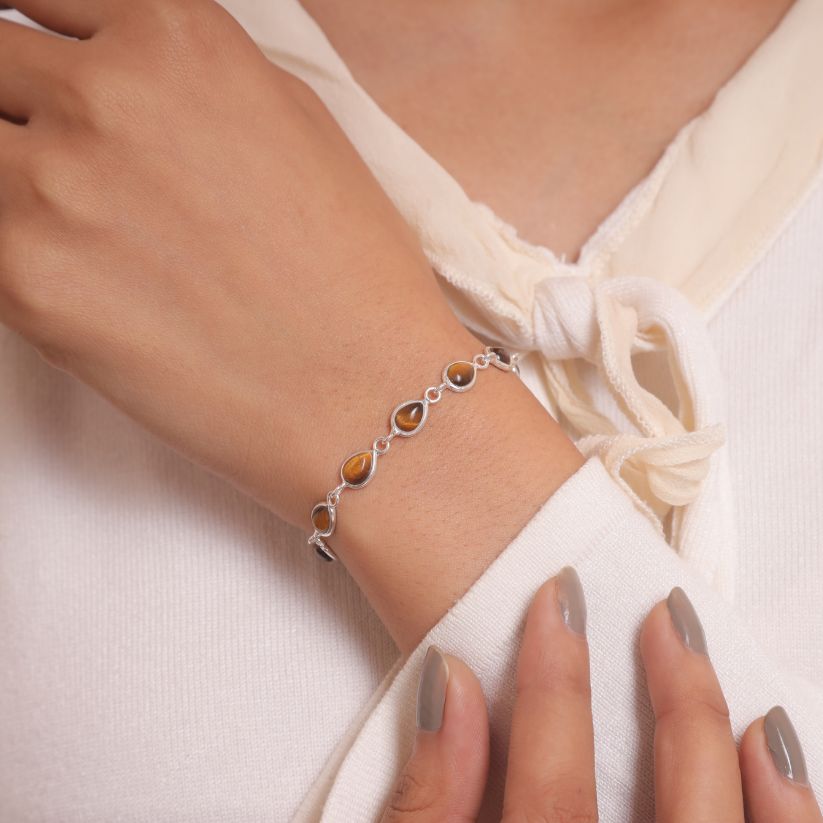 Tiger Eye Sterling Silver Bracelet
