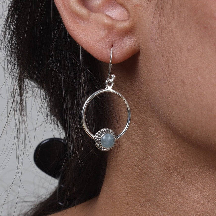 Aquamarine Sterling Silver Earrings