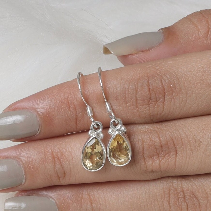 Cut Citrine Sterling Silver Earrings