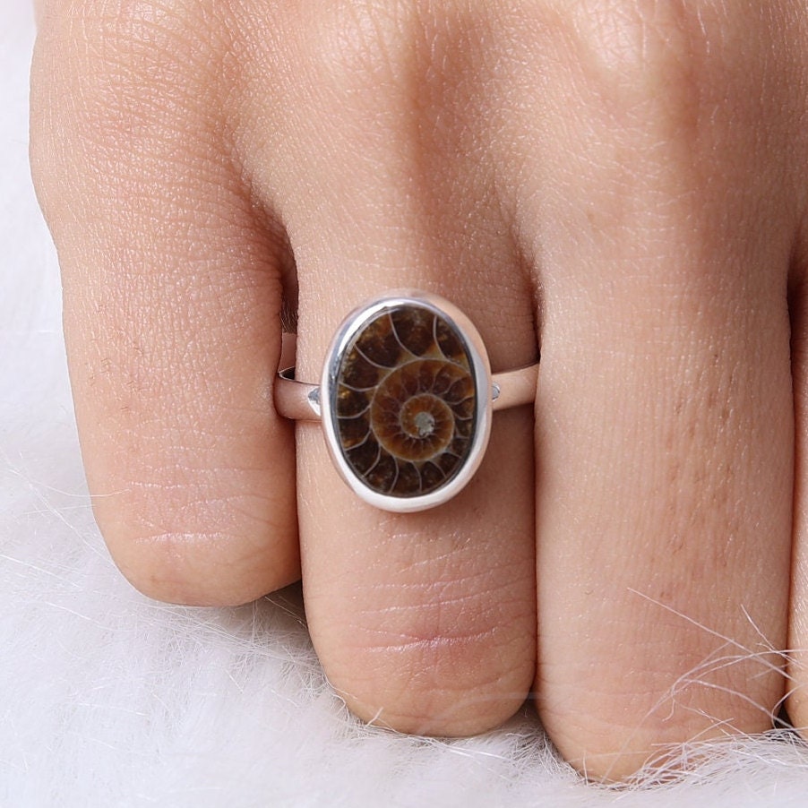 Ammonite Sterling Silver Ring