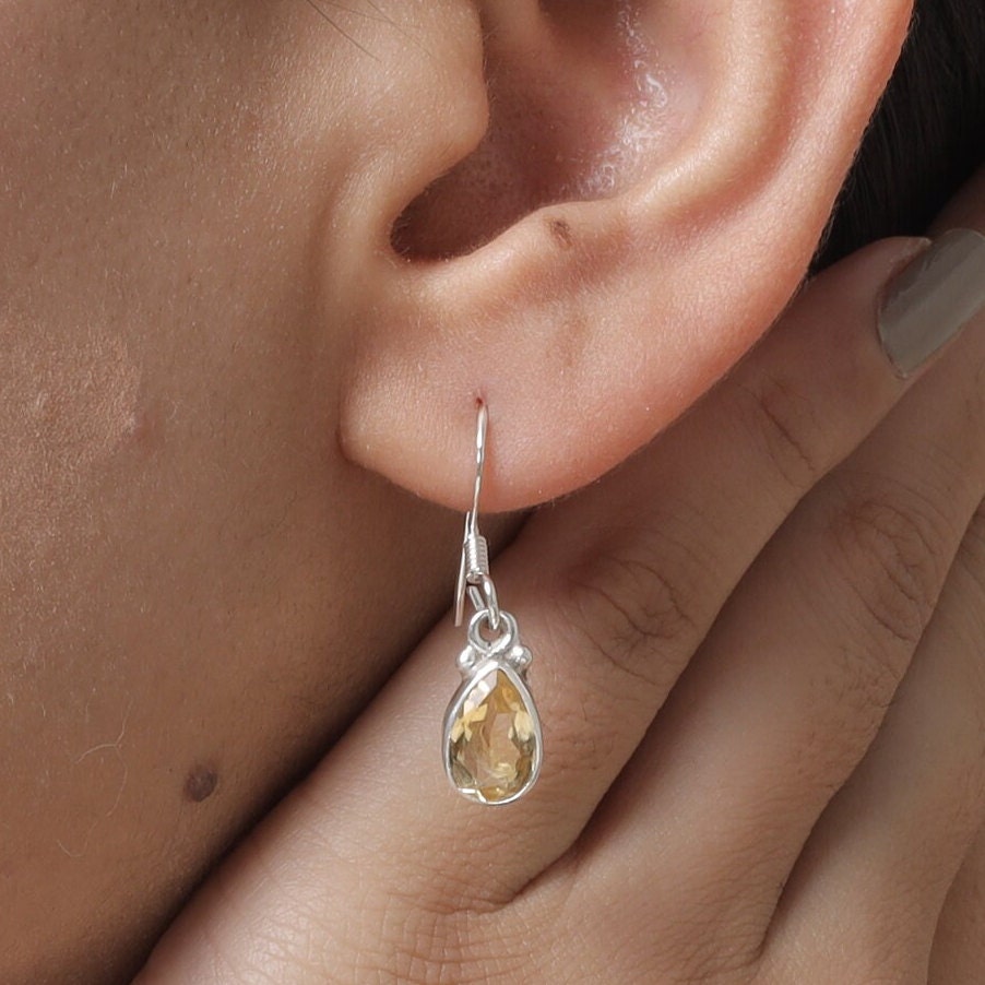 Cut Citrine Sterling Silver Earrings