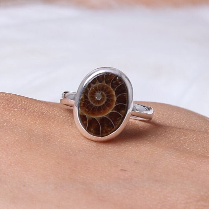 Ammonite Sterling Silver Ring