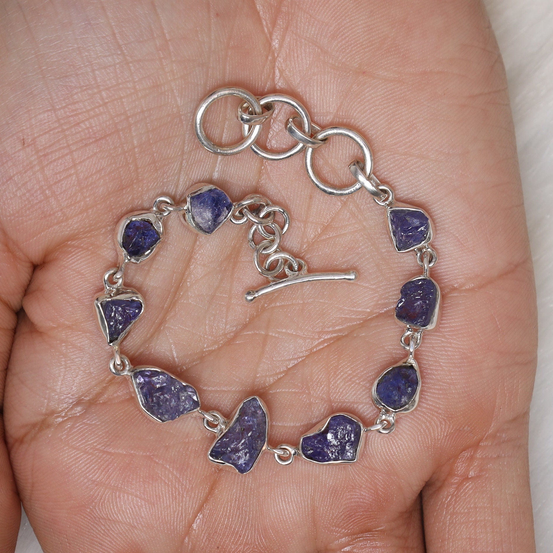 Raw Tanzanite Sterling Silver Bracelet