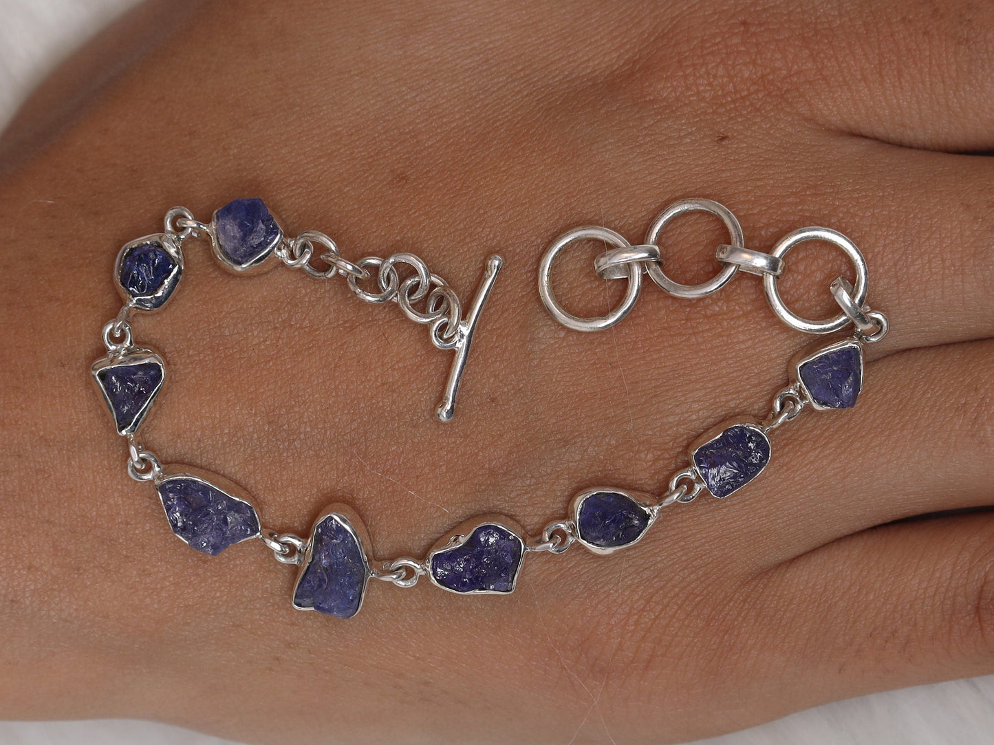 Raw Tanzanite Sterling Silver Bracelet