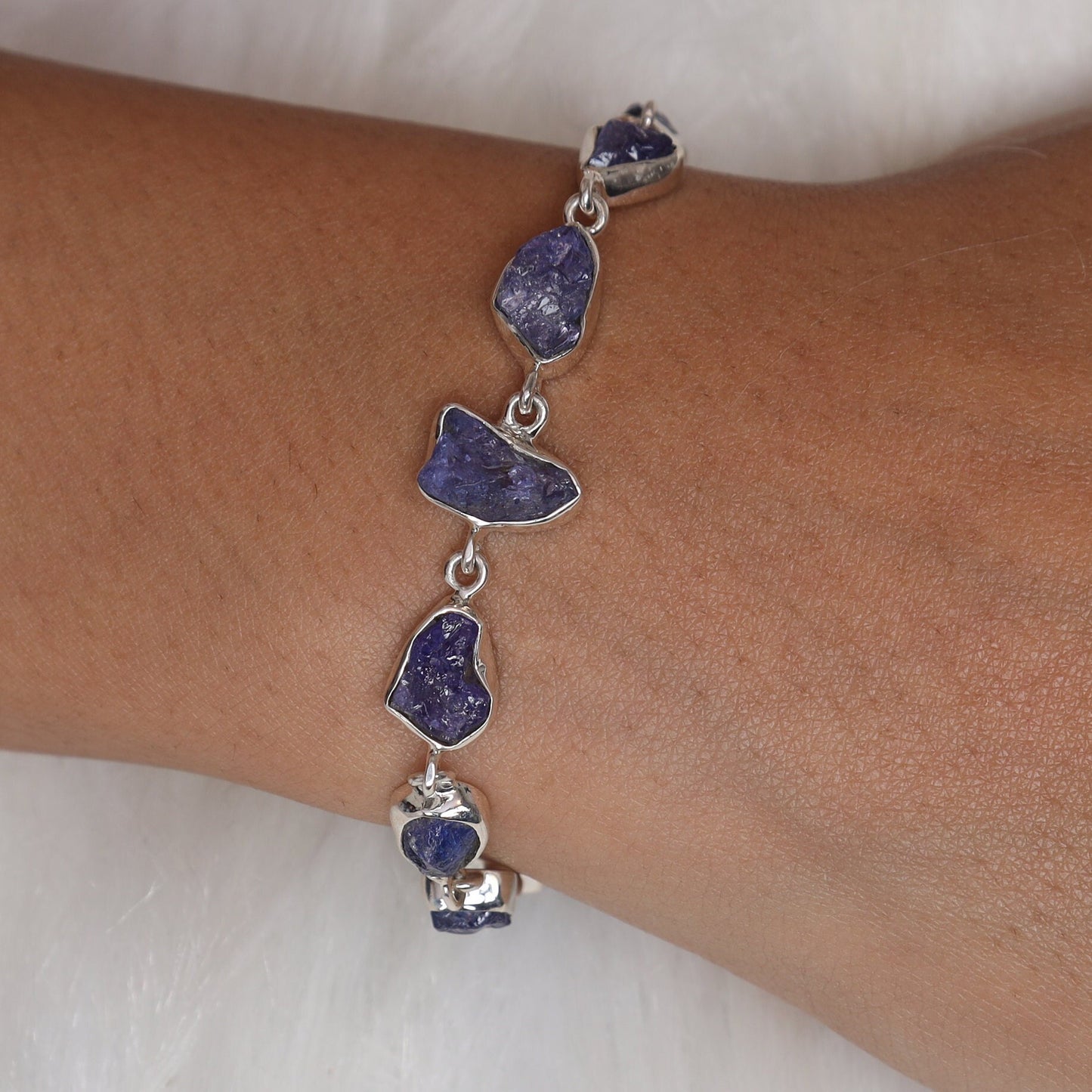 Raw Tanzanite Sterling Silver Bracelet