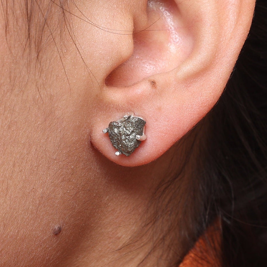 Raw Pyrite Sterling Silver Stud Earrings